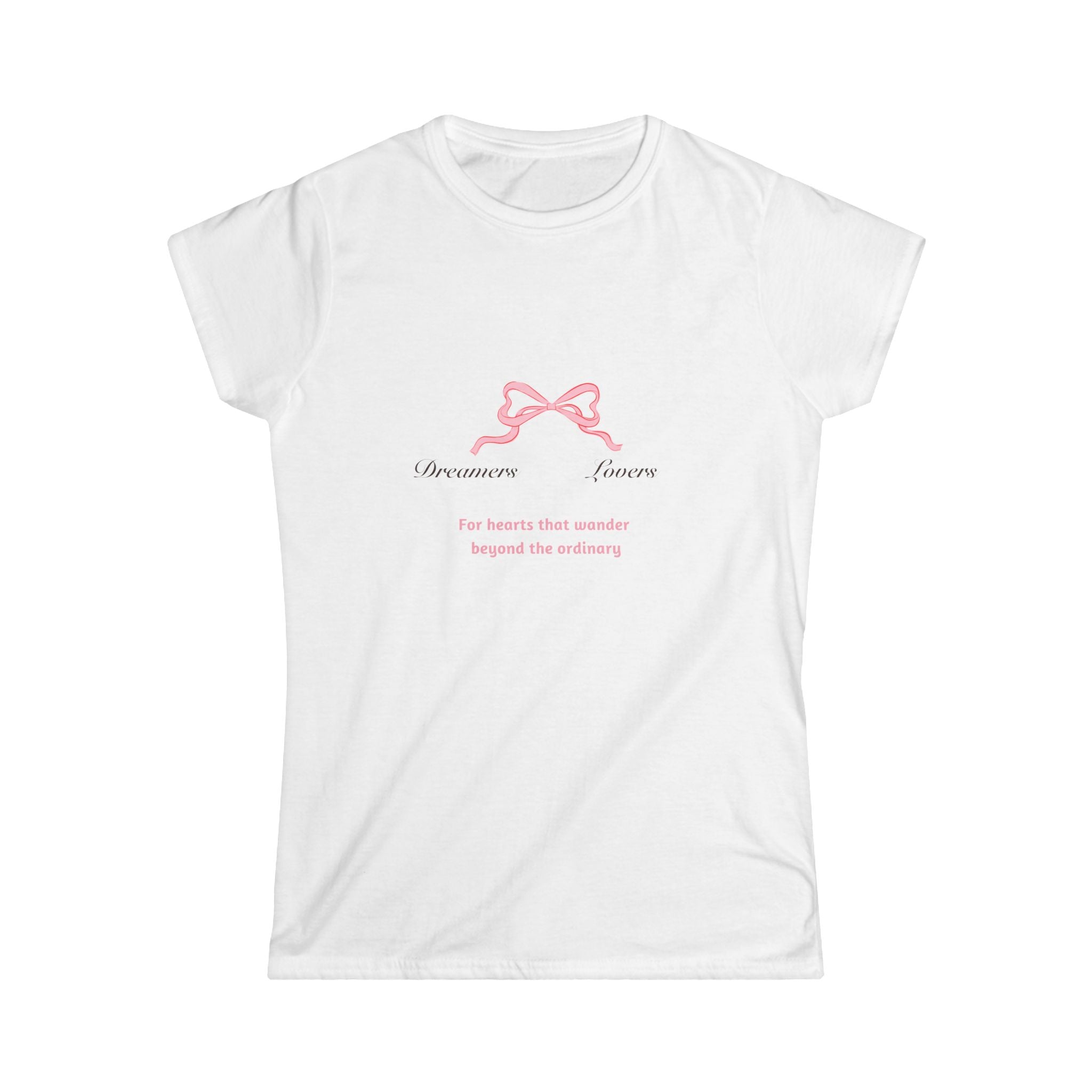 Romantic white T-shirt celebrating gentle hearts and wander-hearted dreamers