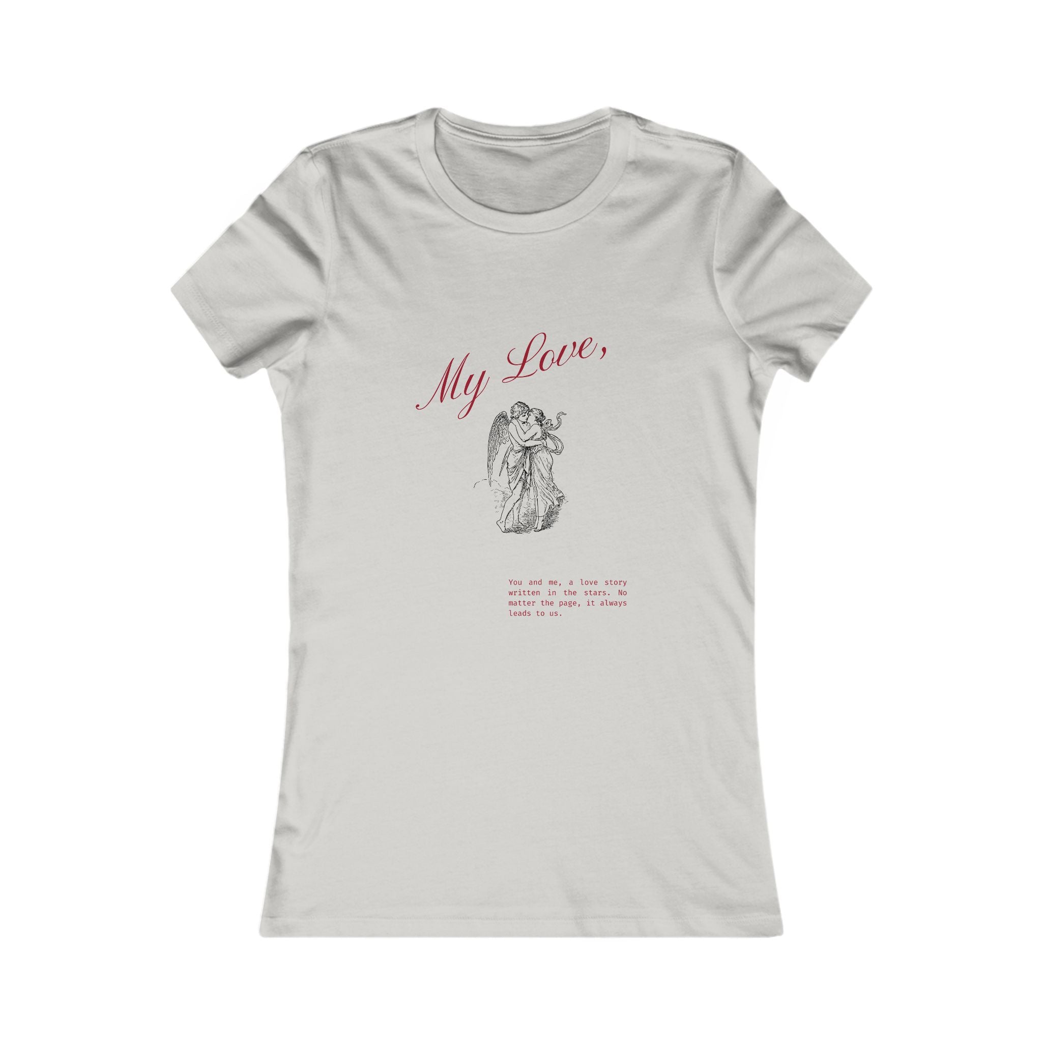A Love Story Graphic silver T-Shirt with a soft cotton texture
