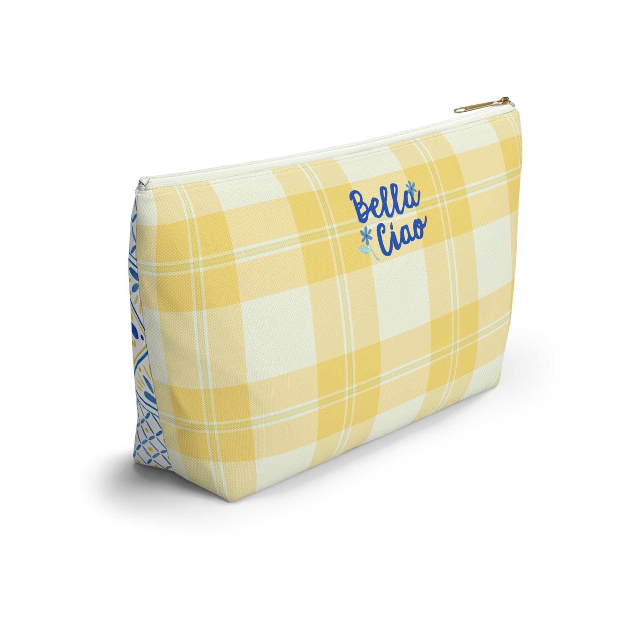 Italian lemon tile makeup bag with Mediterranean design