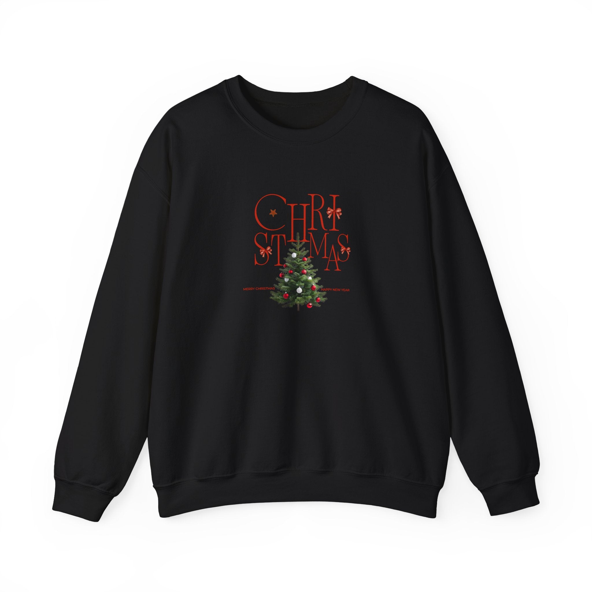 Christmas tree graphic black crewneck sweatshirt 