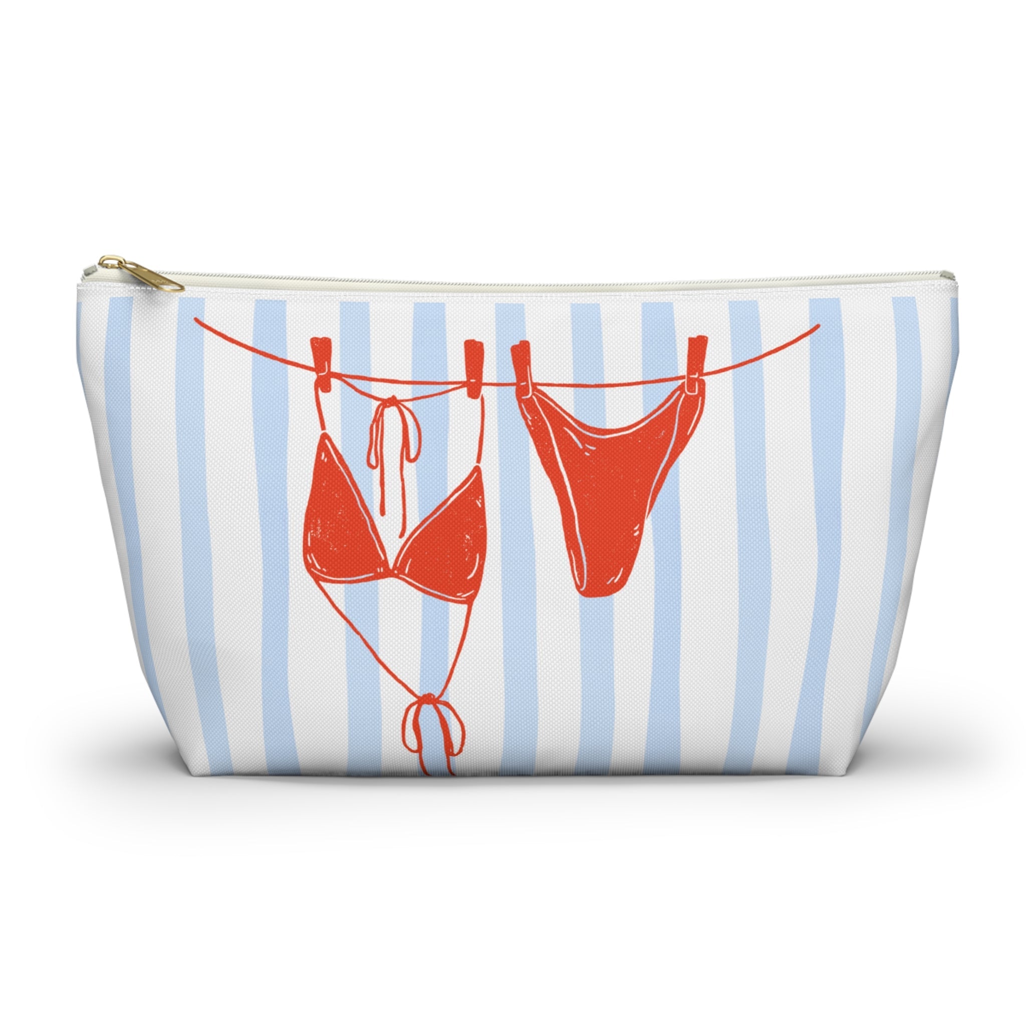 Minimal beach themed cosmetic pouch with zipper