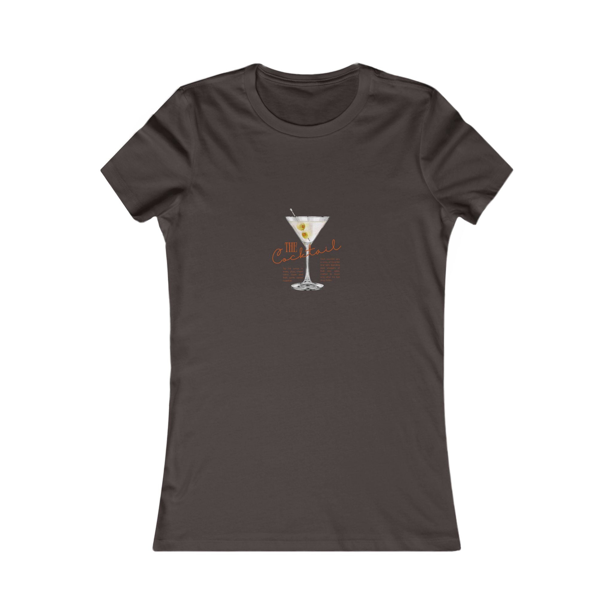 Cocktails at Sunset Graphic chocolate T-Shirt on the front