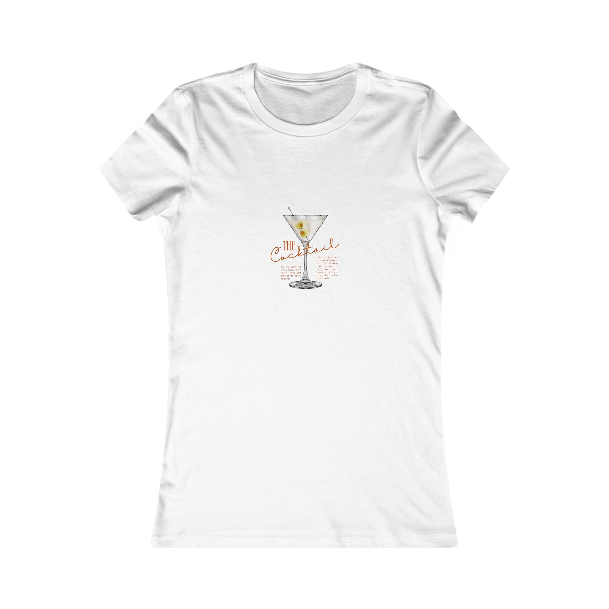 Cocktails at Sunset Graphic white T-Shirt with the cocktail illustration on the front