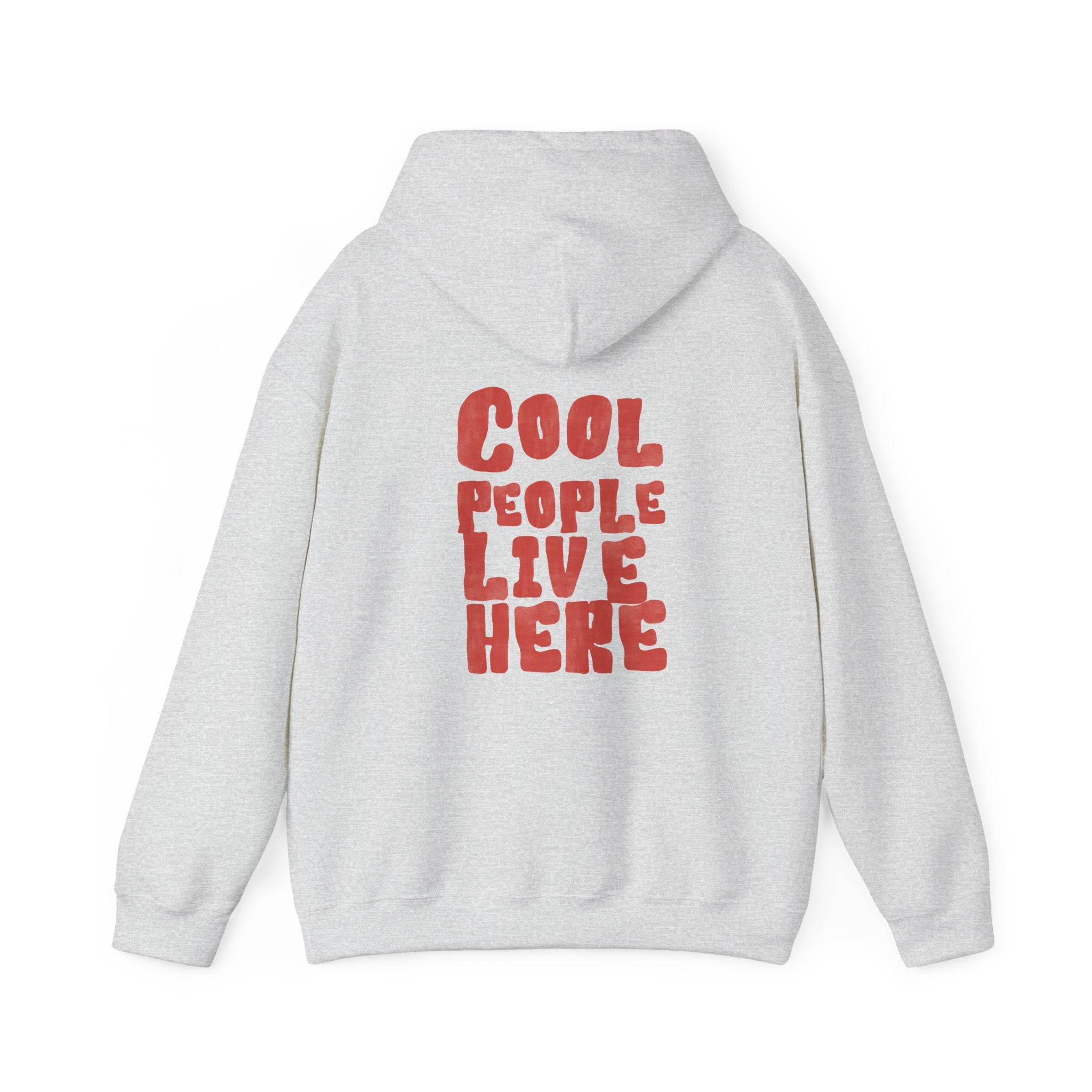 Cool People Live Here hoodie unisex fit, bold graphic ash sweatshirt for casual wear