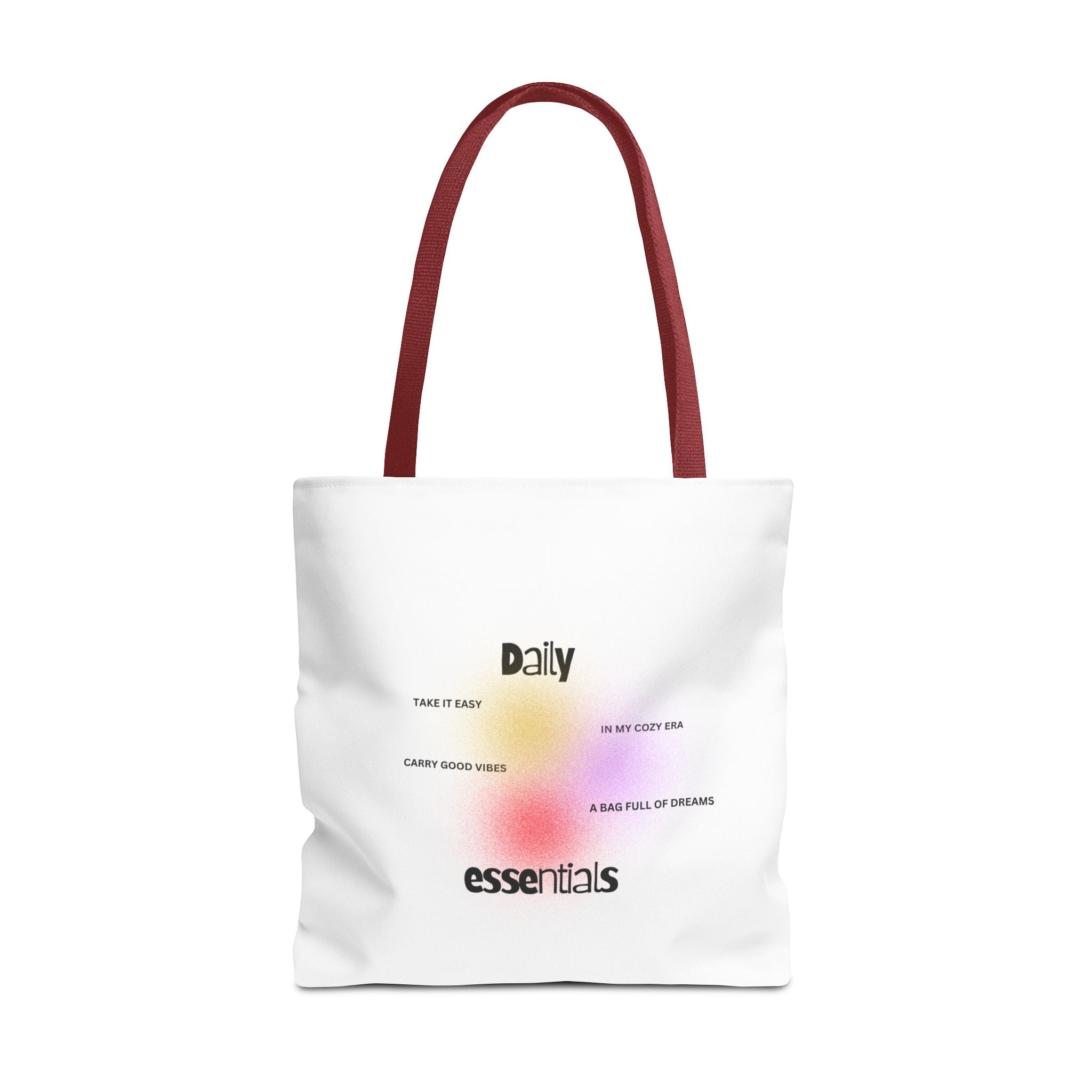 Inspirational typography tote bag with adjustable strap color options, stylish and practical daily carry bag