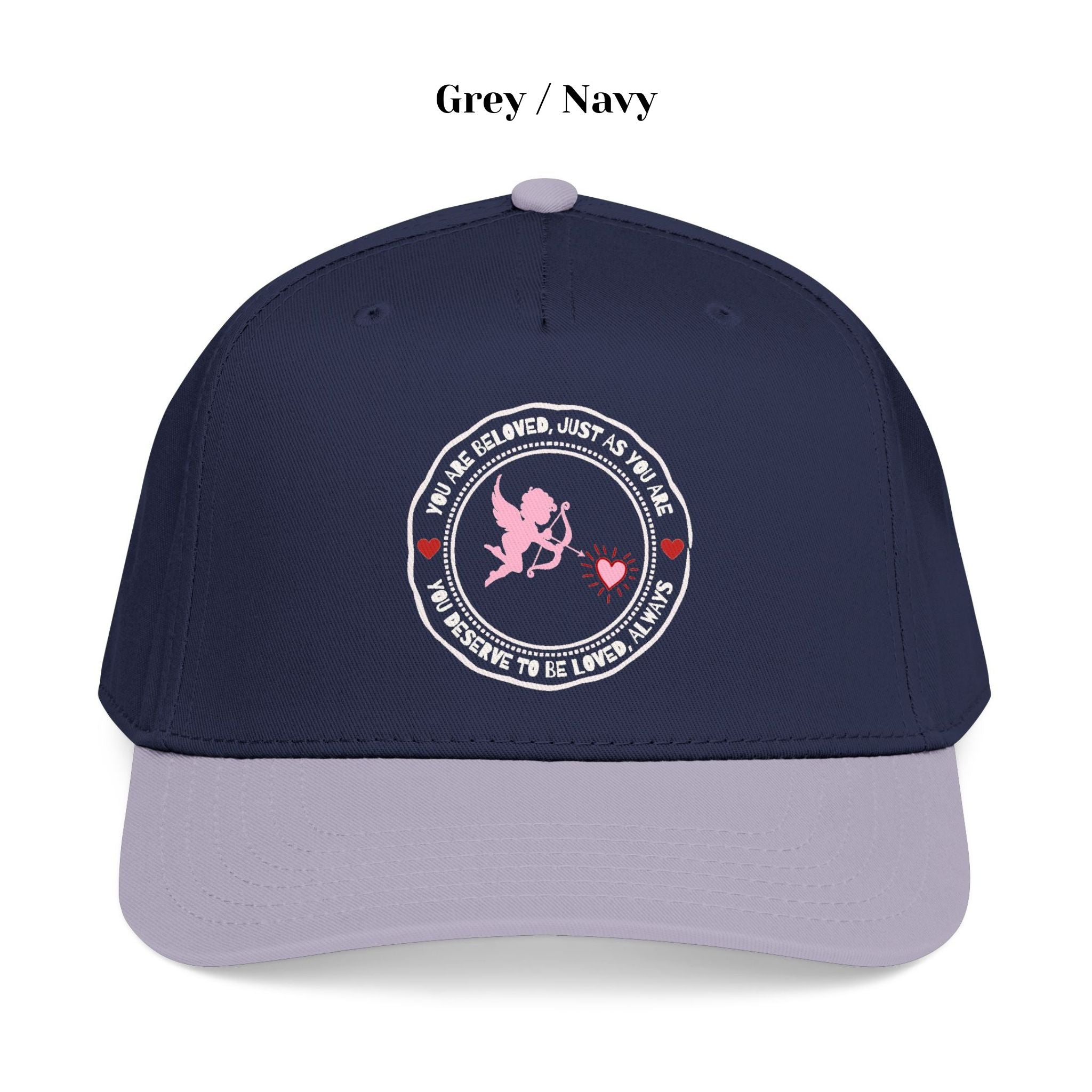 Casual everyday trucker grey/navy hat for men and women, gift idea with positive affirmation