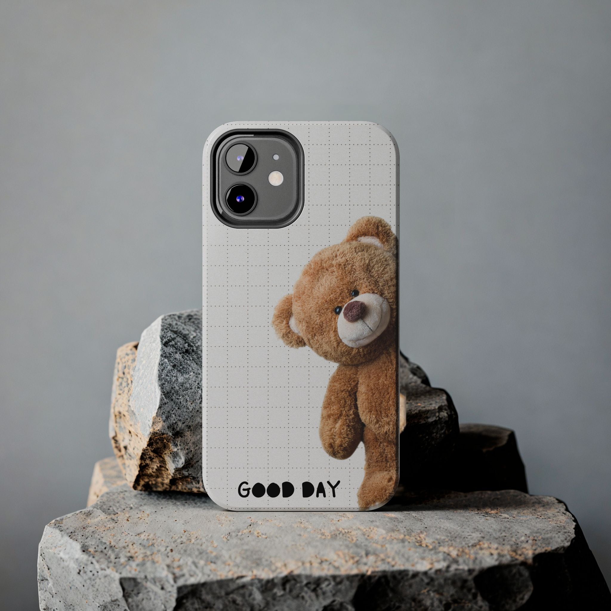 Brown teddy bear peeking phone case cover