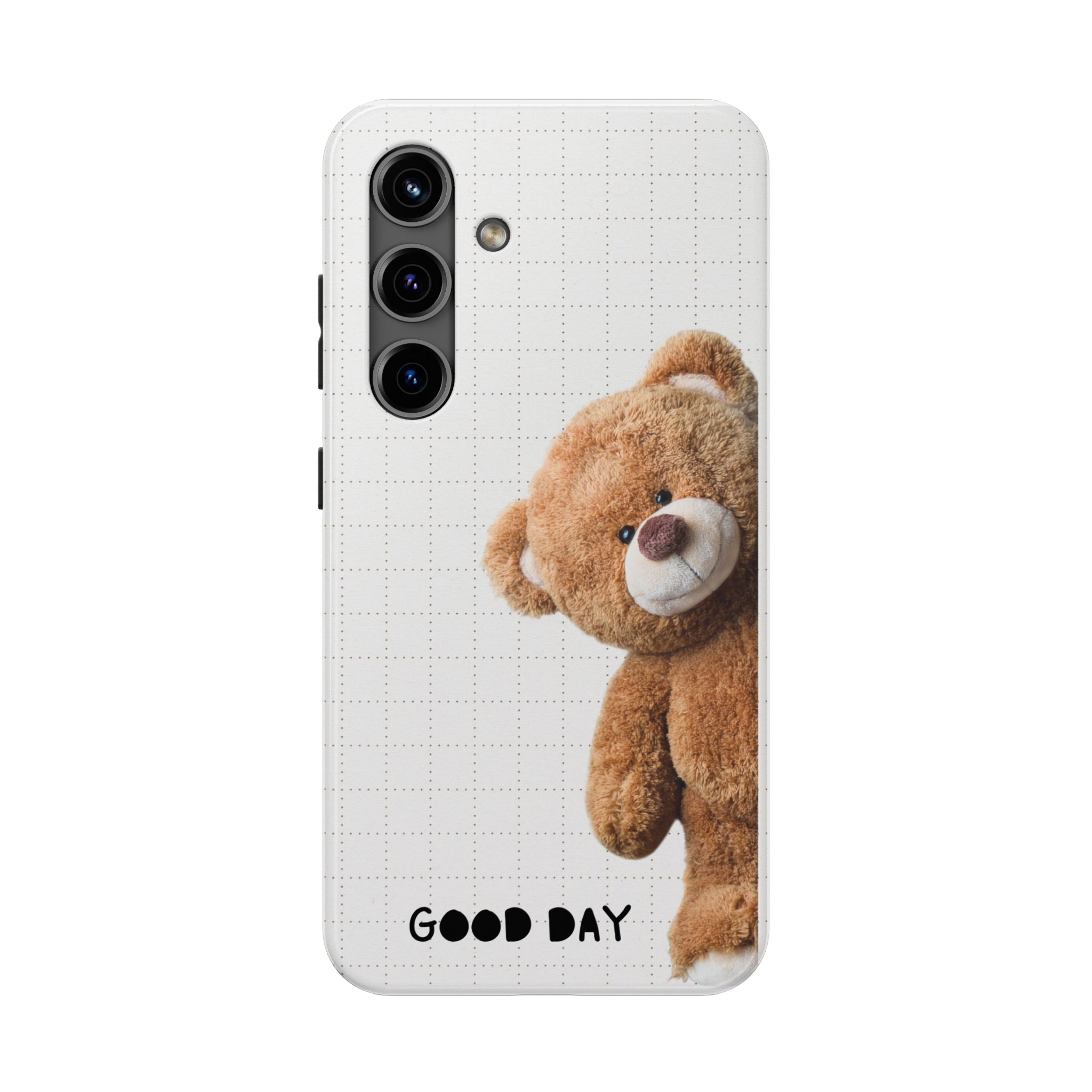 Neutral white grid background phone case design