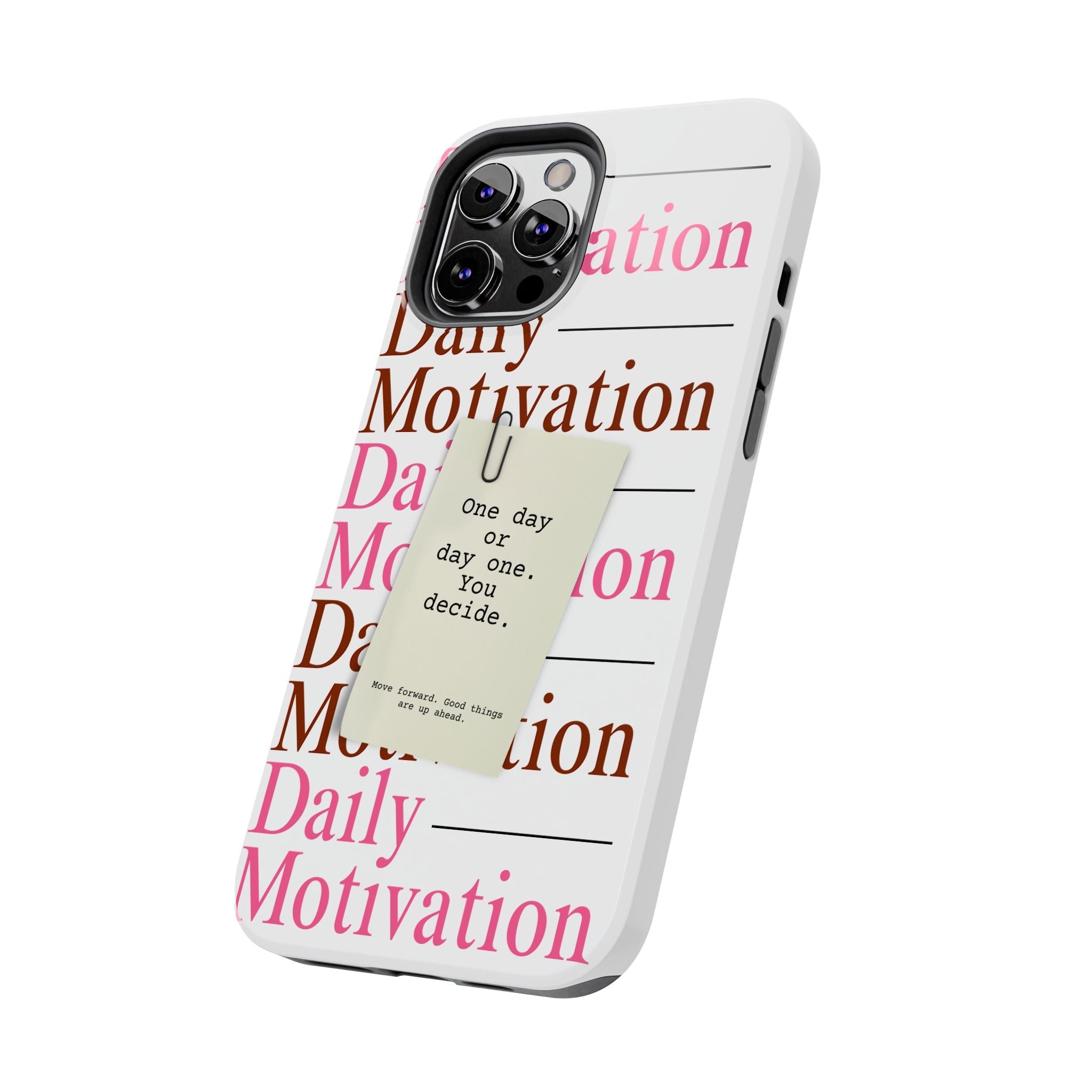 Inspirational aesthetic iPhone case with positive mindset quote
