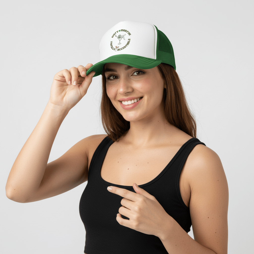 Dirty Martini Lover trucker hat with funny cocktail quote