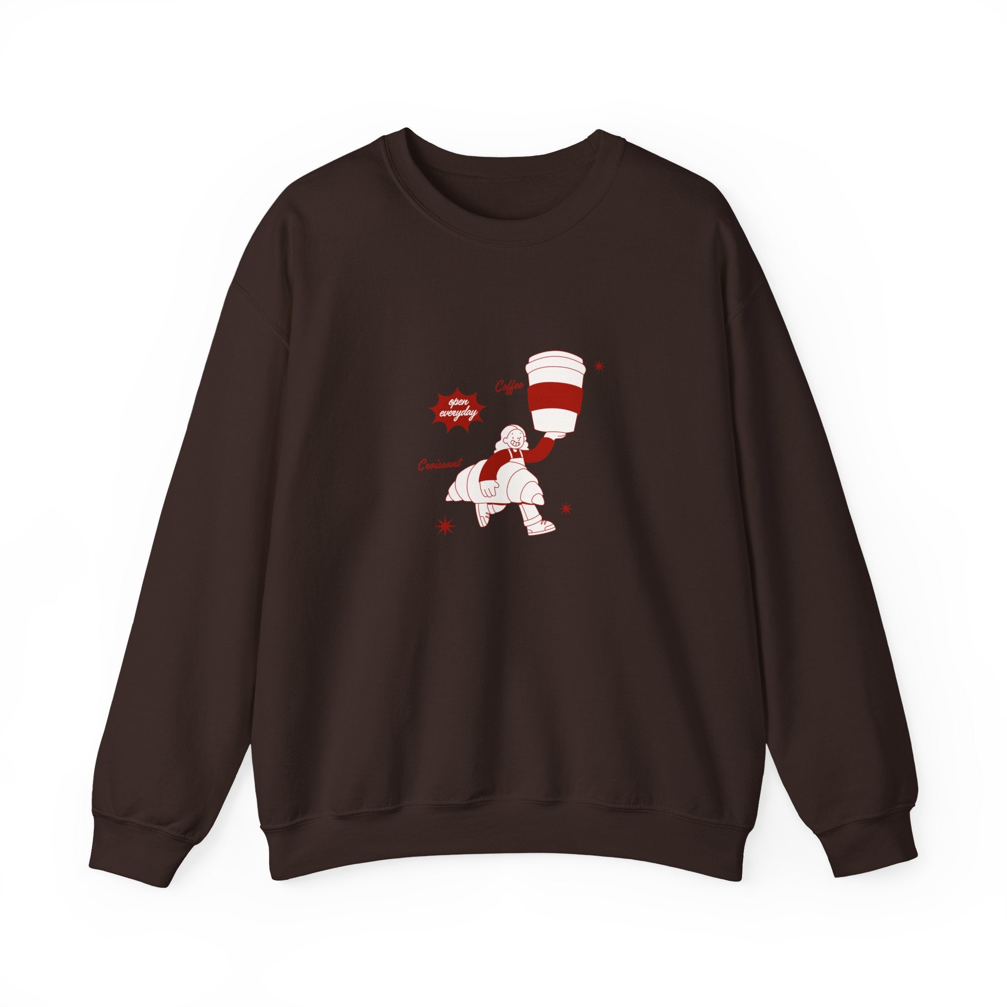 Neutral cozy graphic dark chocolate sweatshirt for coffee and pastry lovers