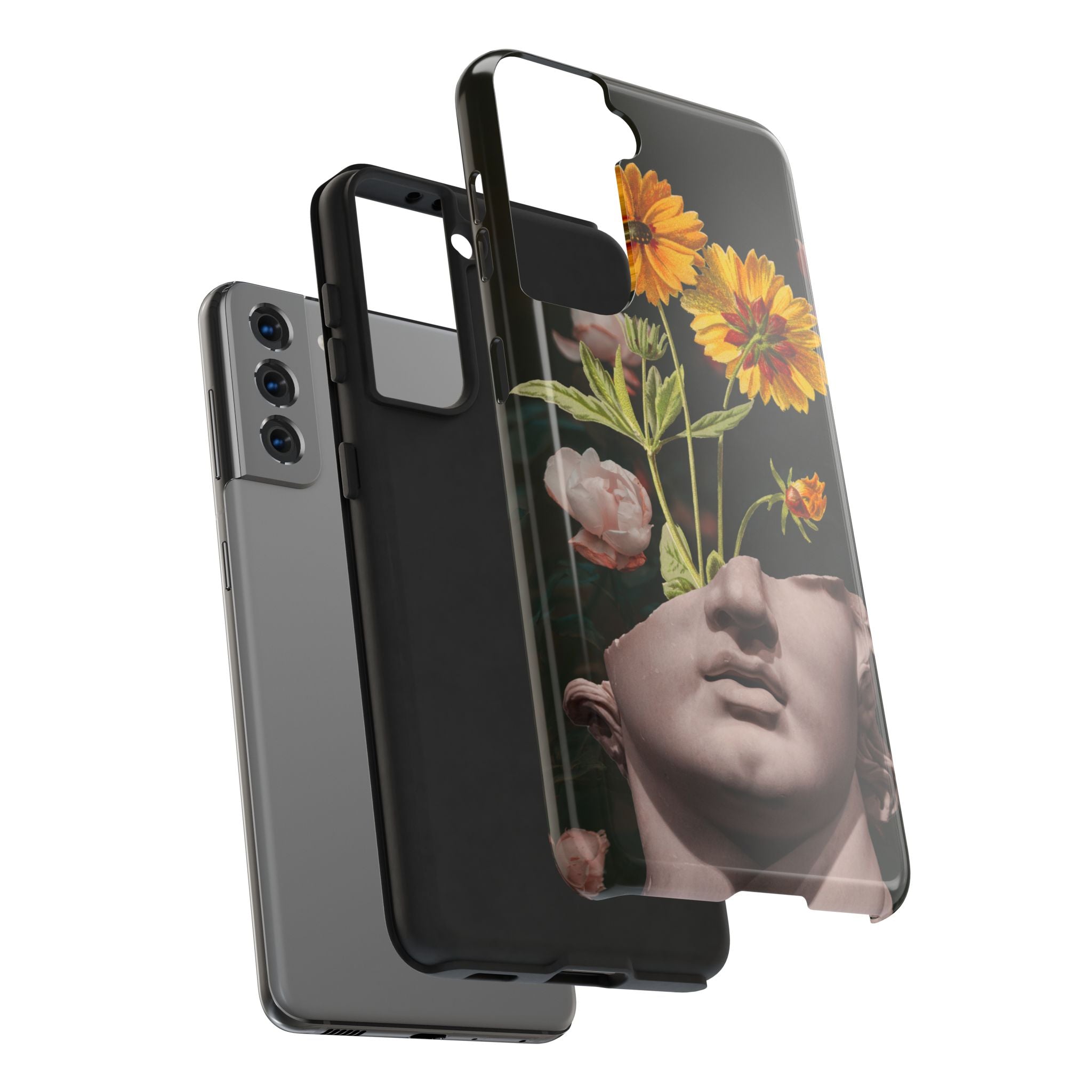 Phone case with floral and classical face design for unique design lovers
