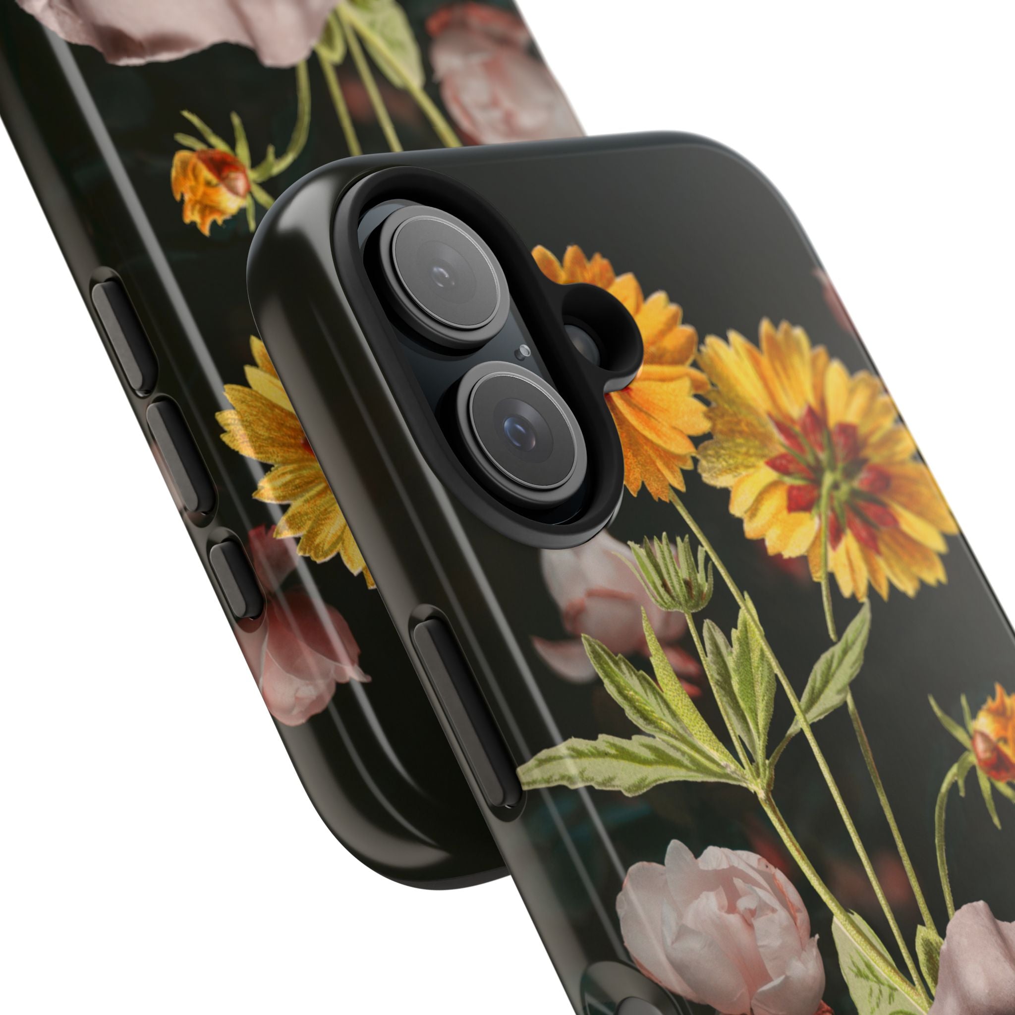 Classical marble sculpture phone case with yellow flowers