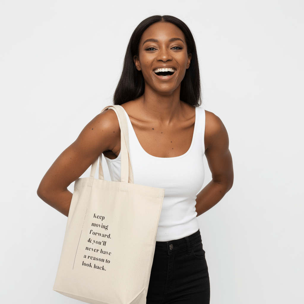 Keep Moving Forward Canvas Tote Bags with meaningful text