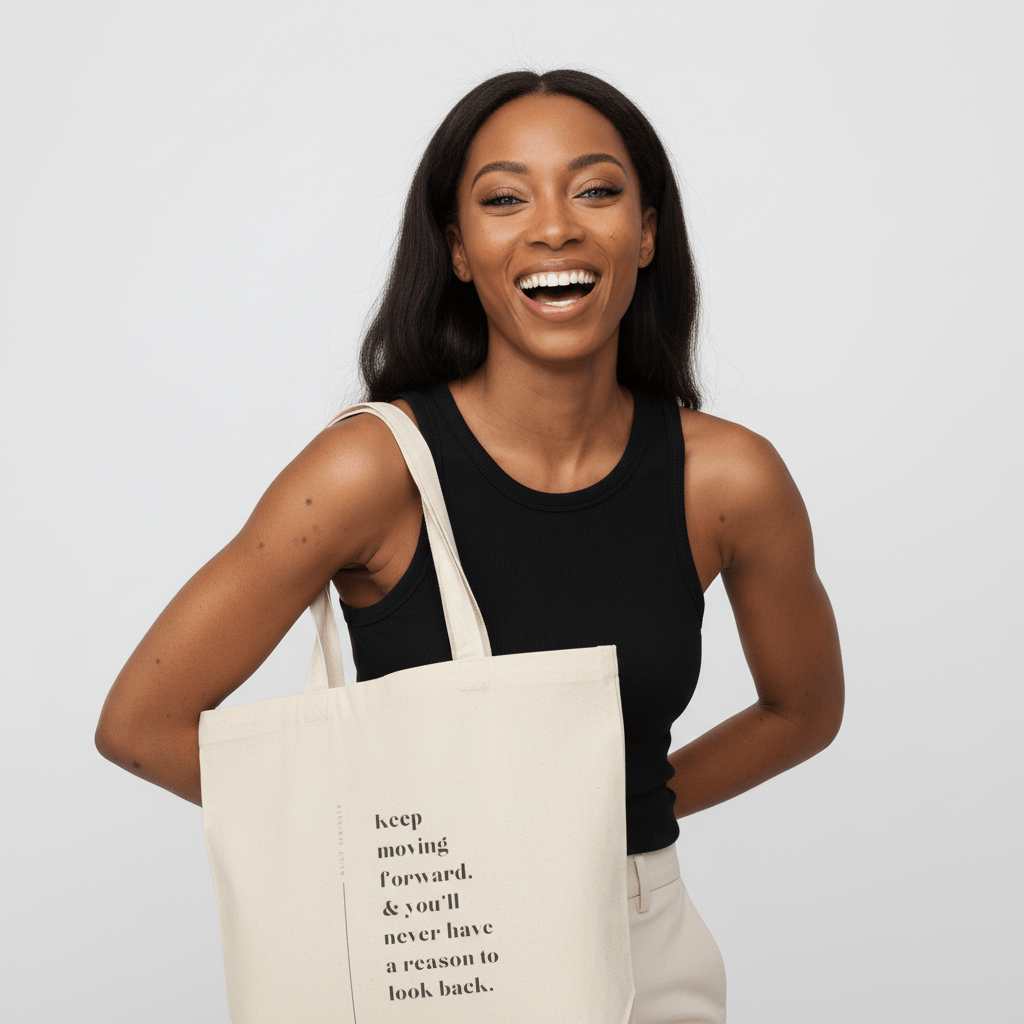 Women wearing Keep Moving Forward Canvas Tote Bags for casual wear
