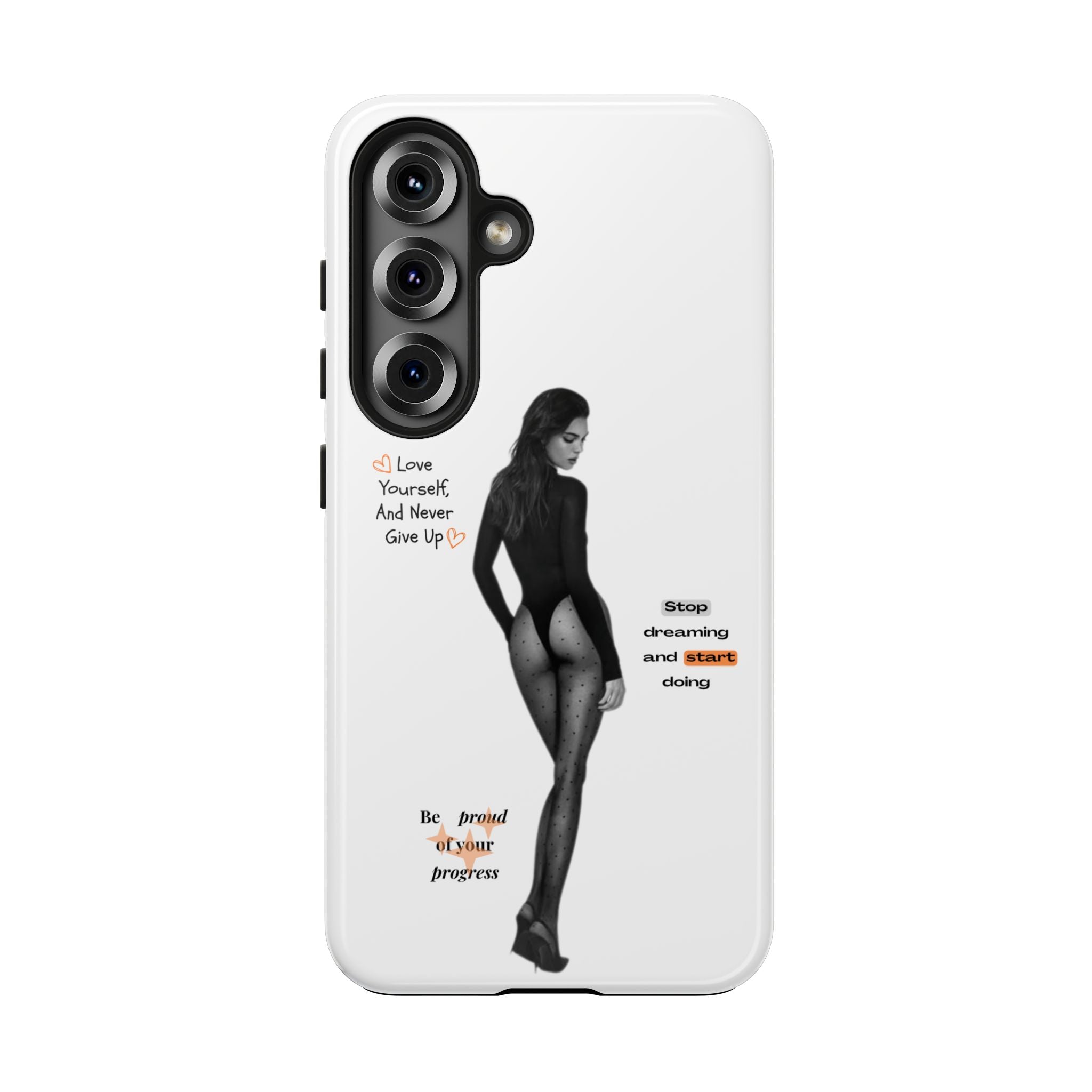 Protective Lexan phone case with empowering quote design