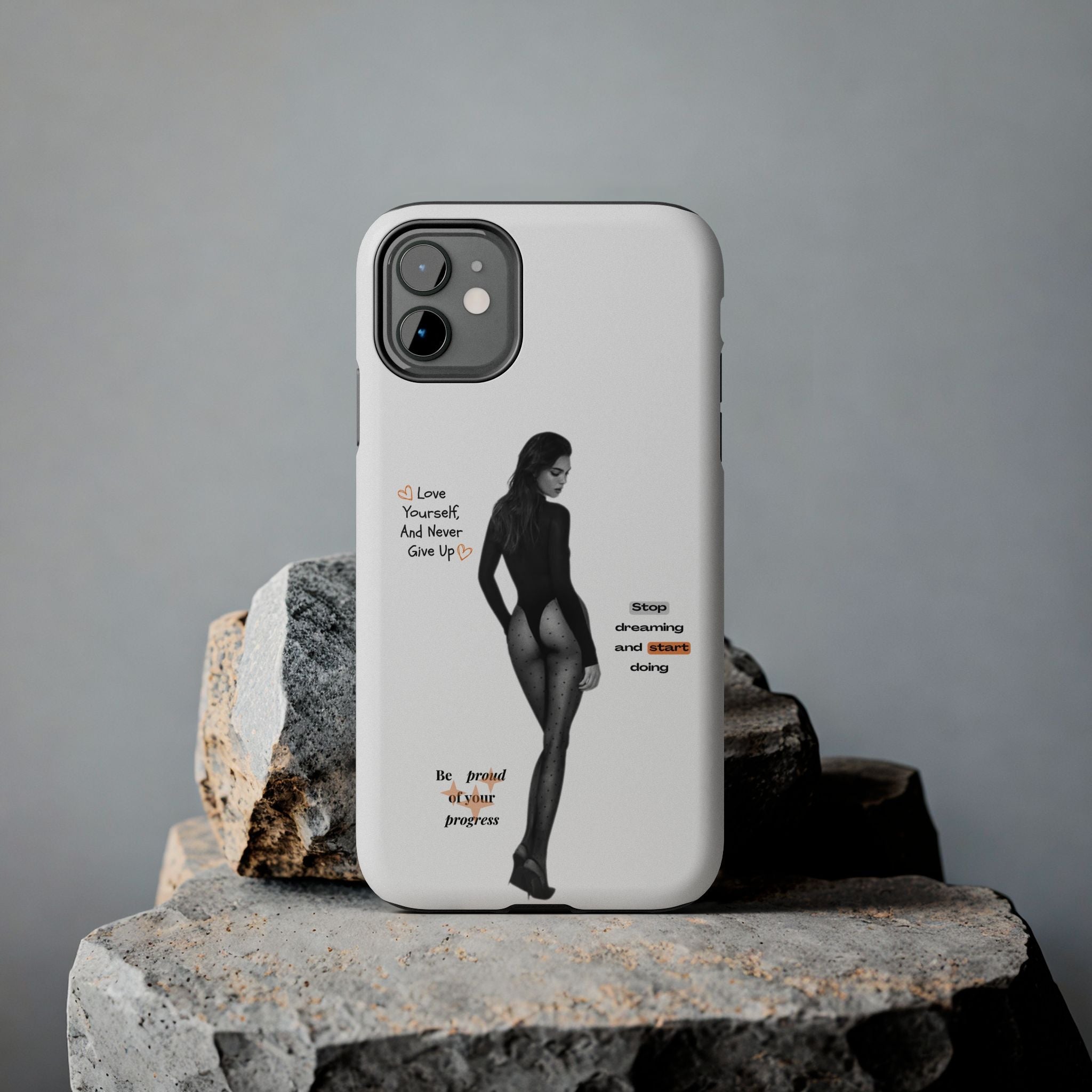 Minimal fashion aesthetic iPhone case with inspirational quotes