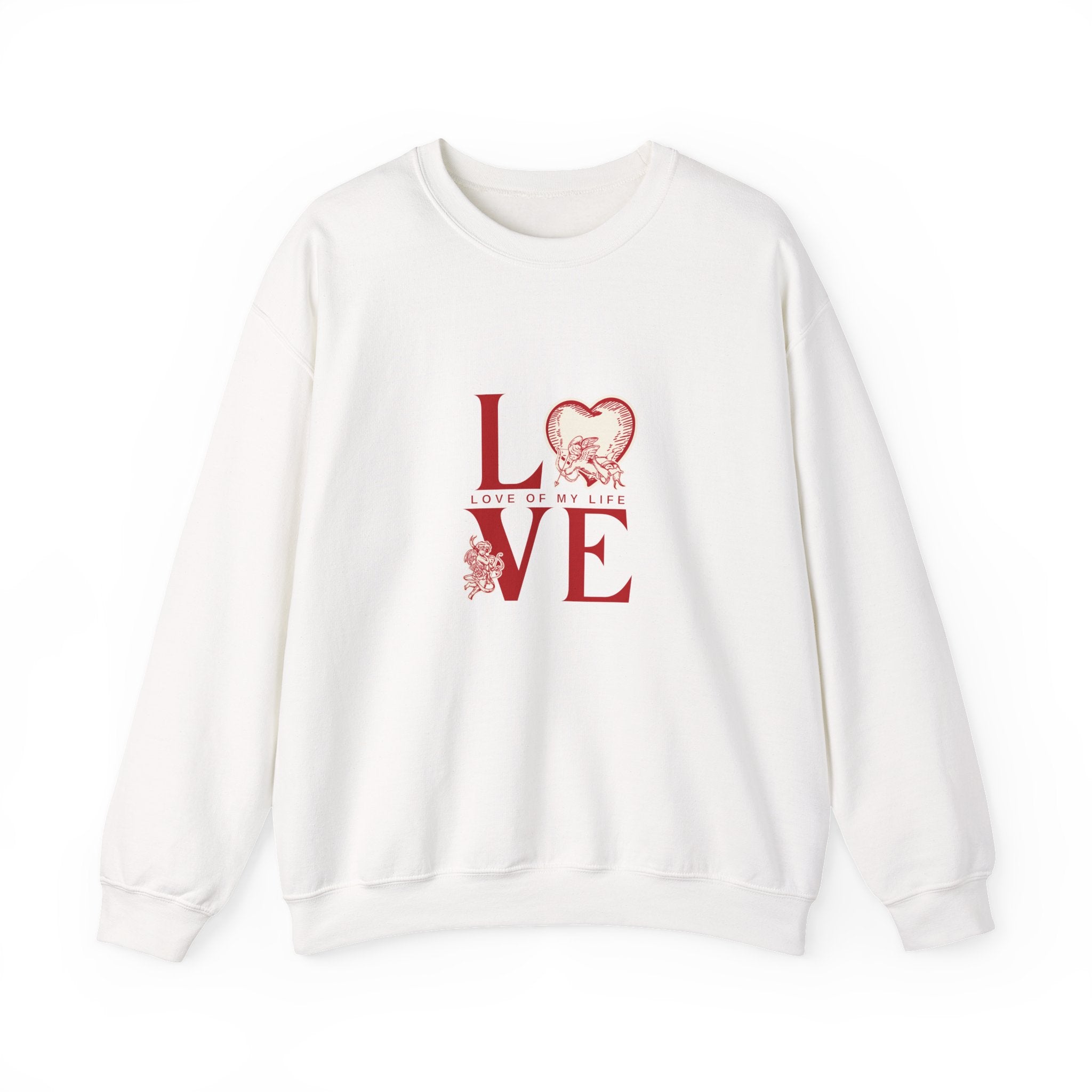 Minimal romantic sweatshirt in white with heart shaped LOVE design