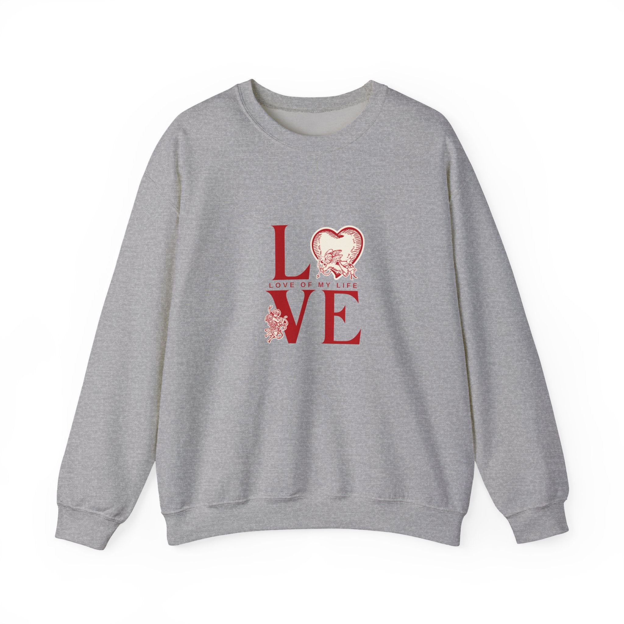 Valentine inspired sport grey sweatshirt with romantic LOVE typography