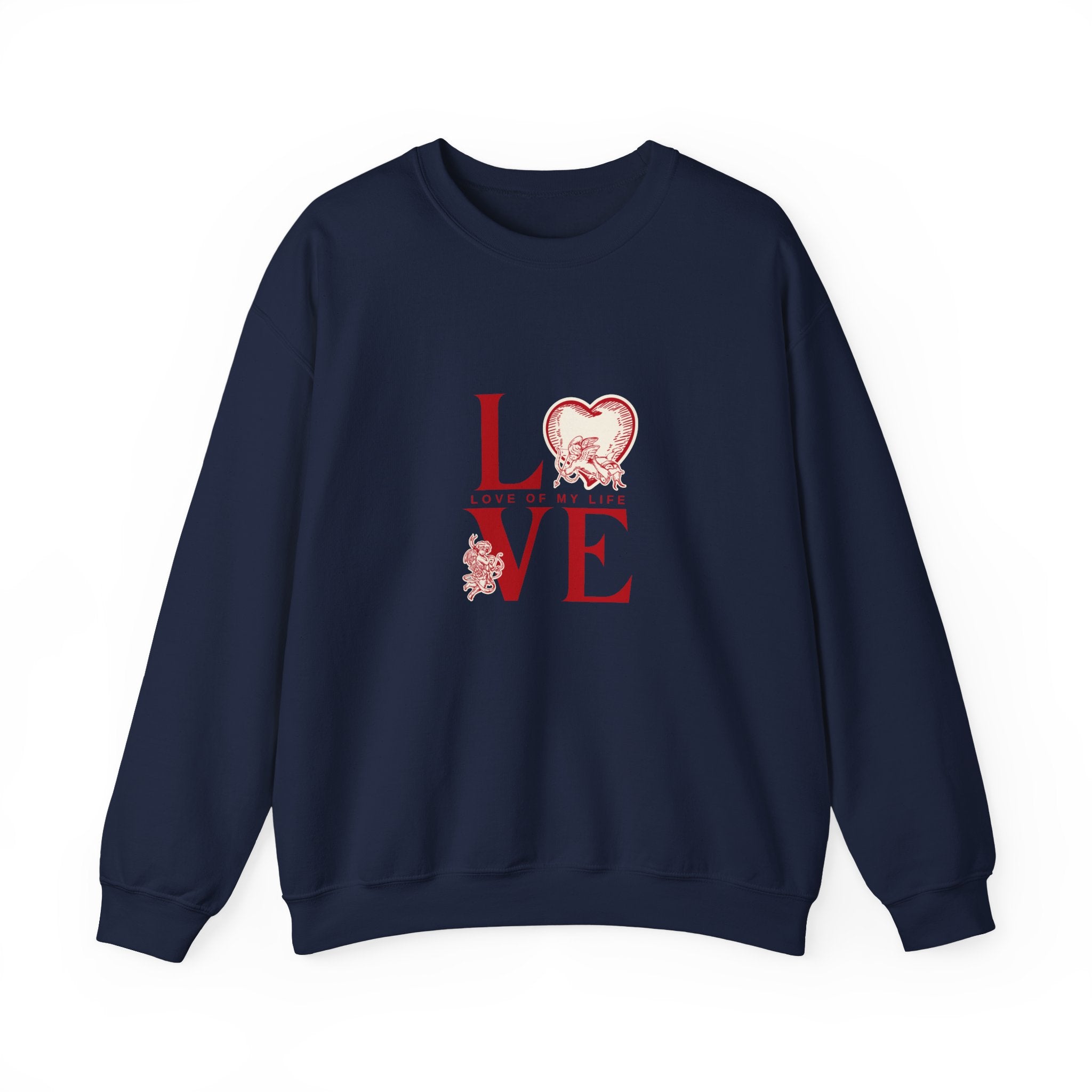 Women’s casual navy LOVE graphic crewneck sweatshirt