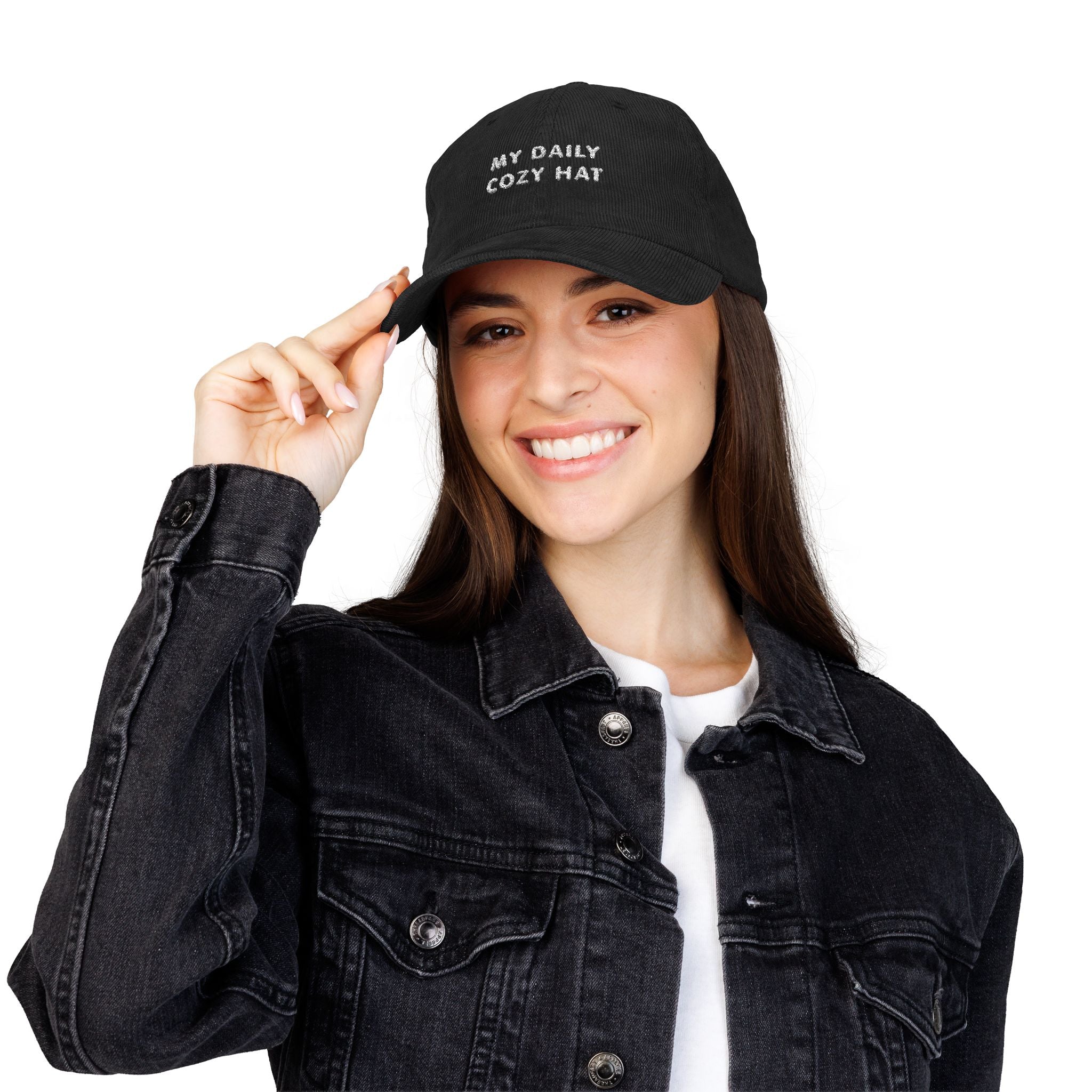 Casual corduroy dad cap for everyday wear in black 
