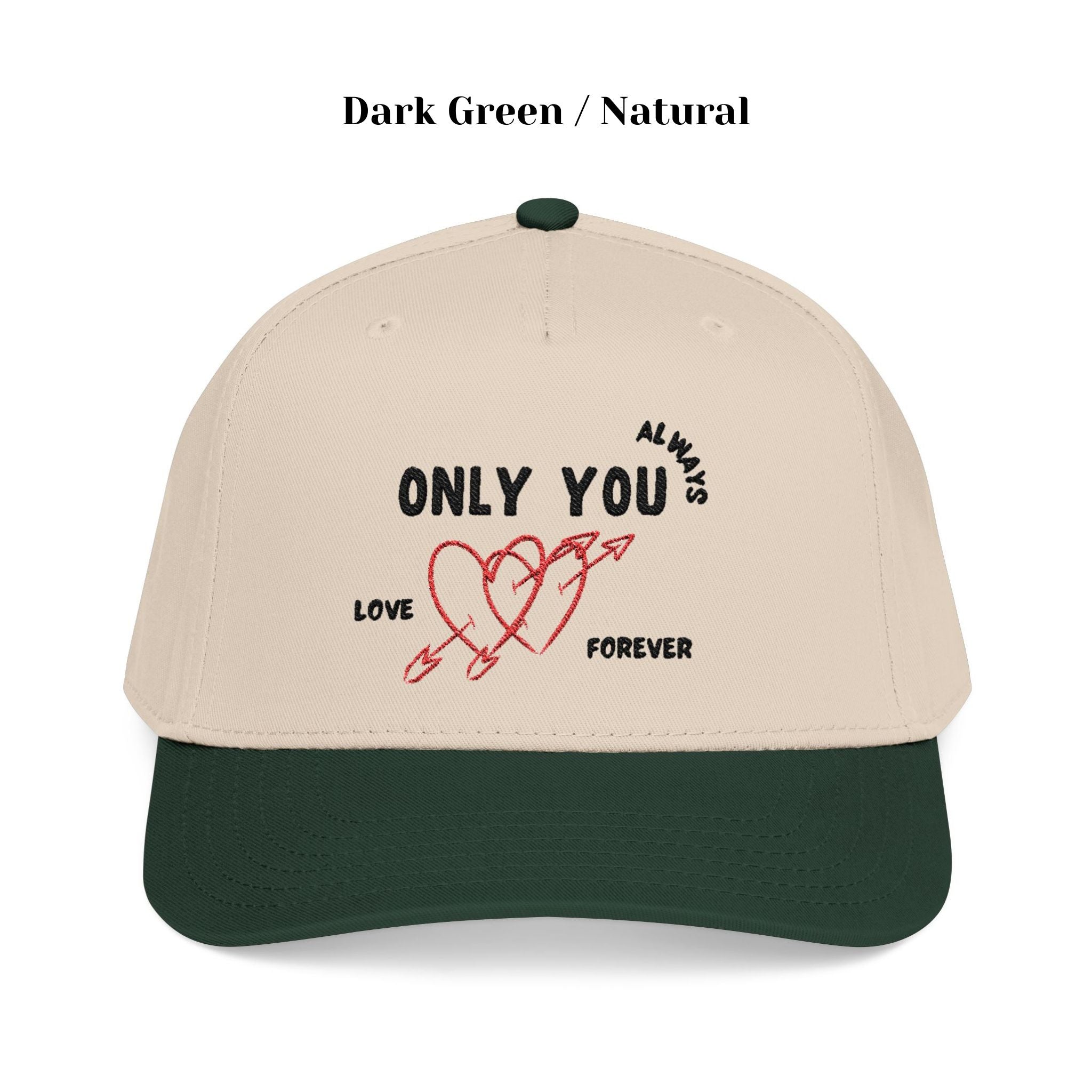 Romantic heart embroidery baseball hat with love message