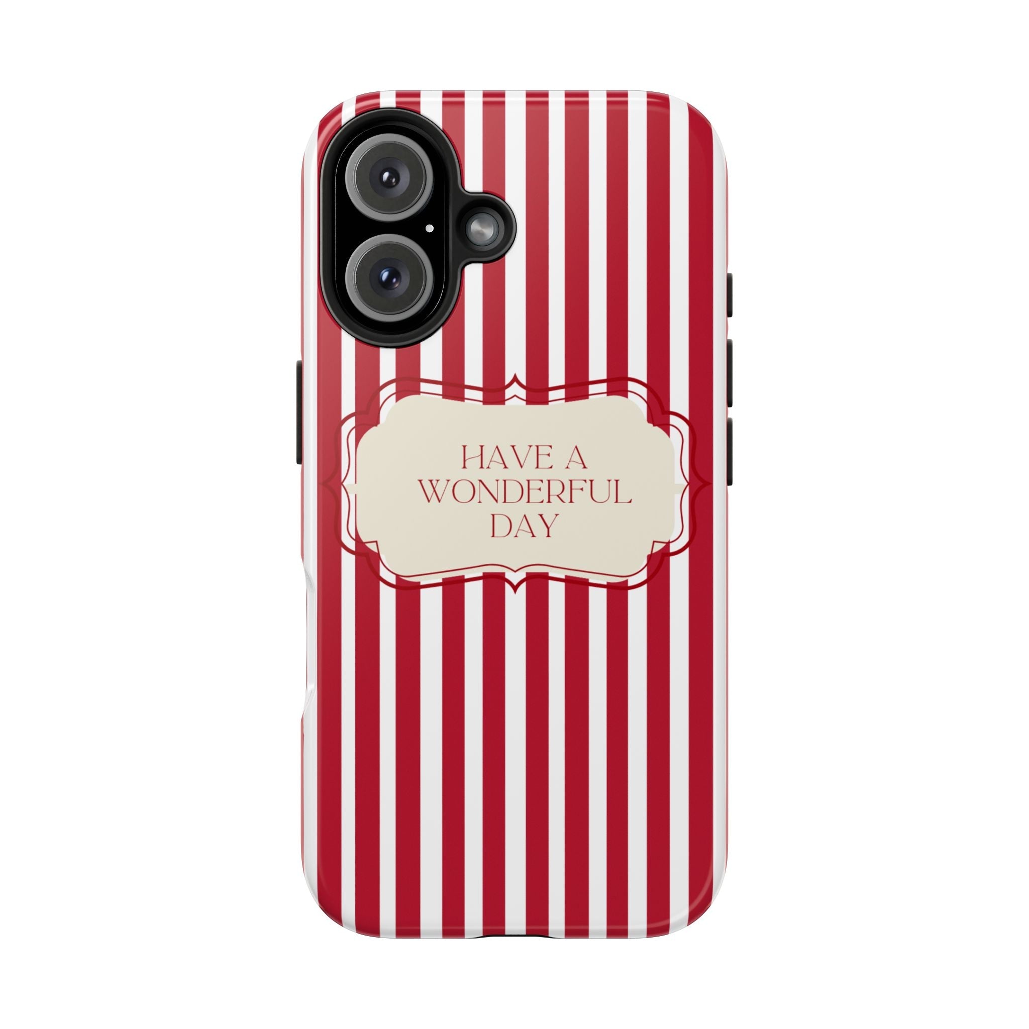 Retro aesthetic striped phone case with positive message