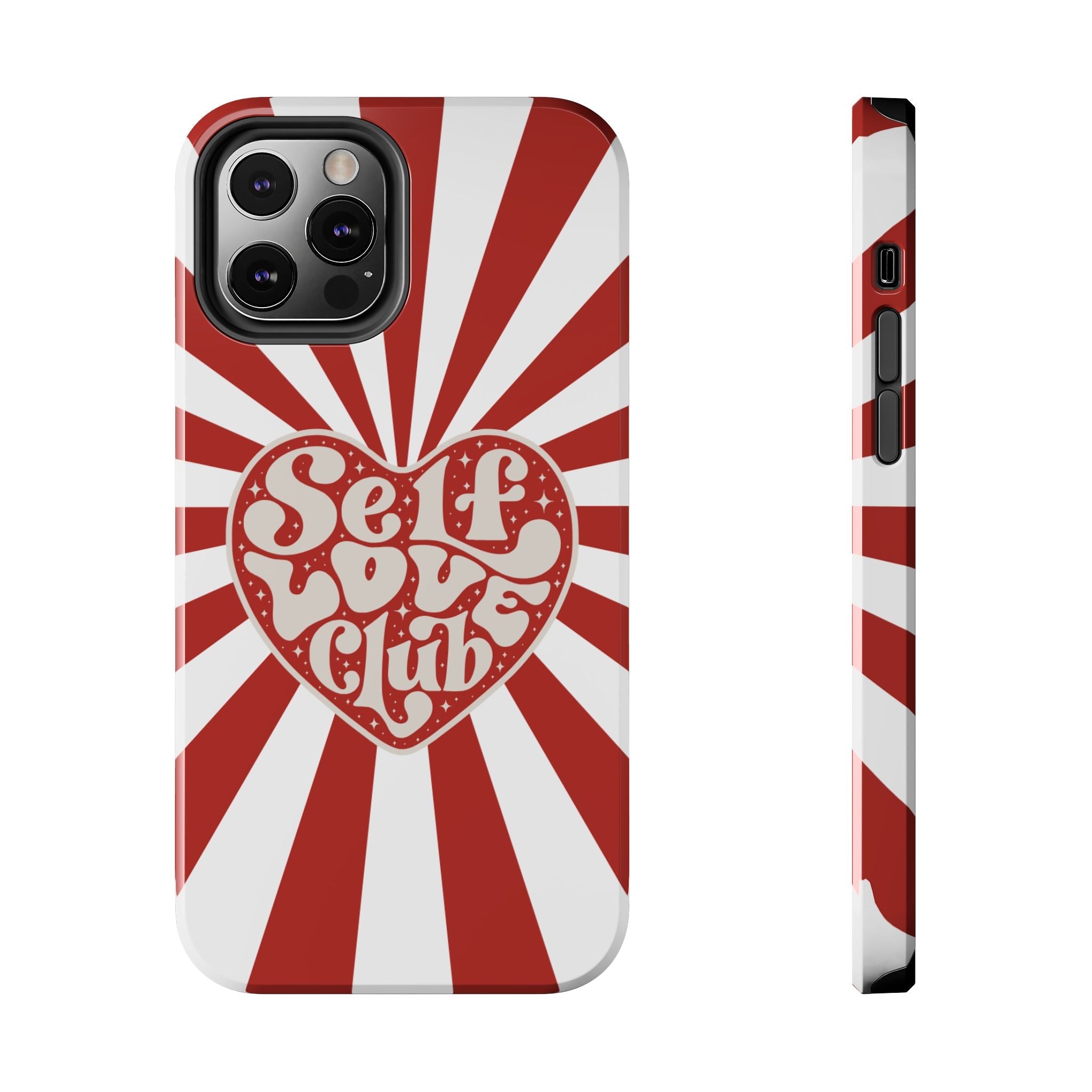 Self Love Club iPhone case with retro red heart design