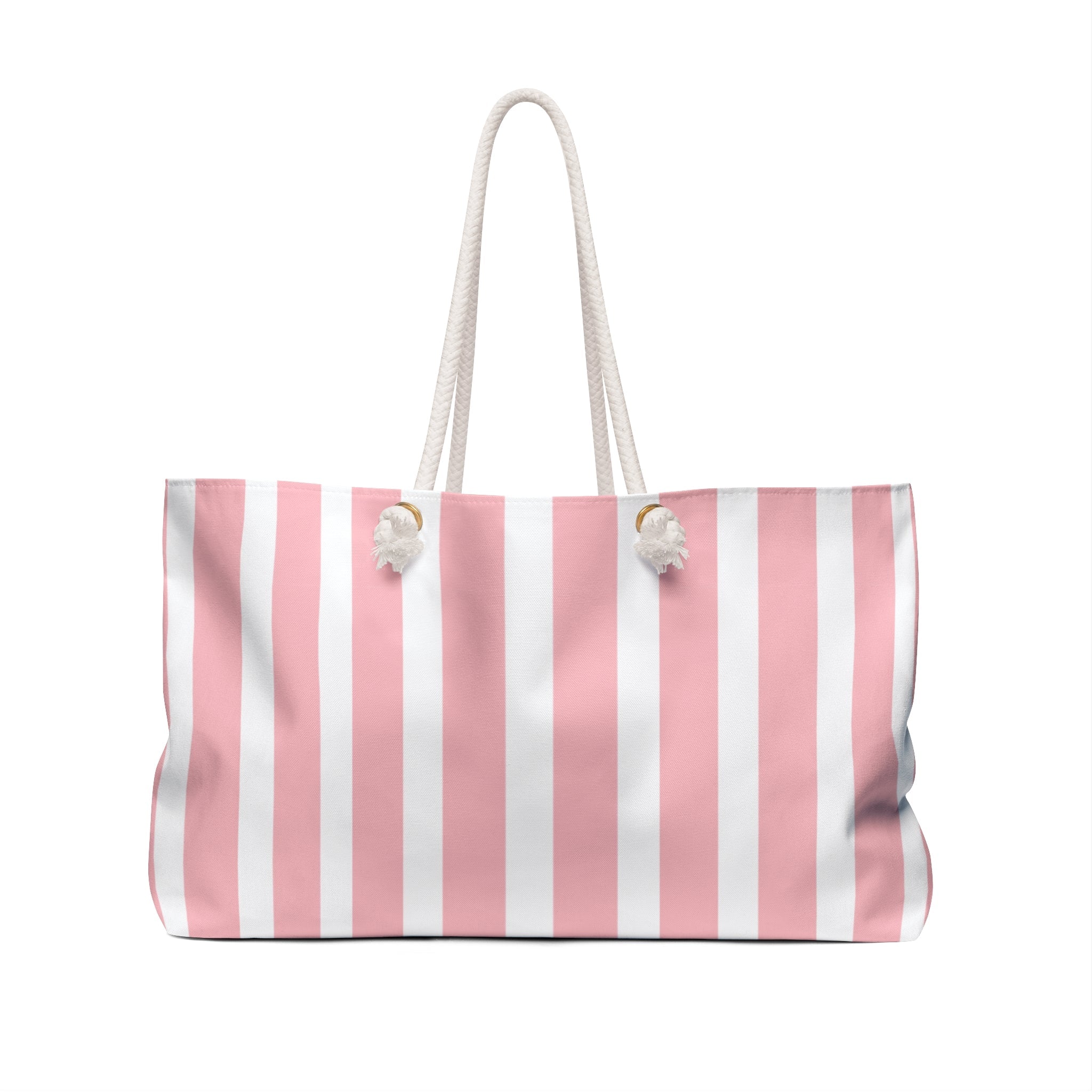 Sunkissed & Beach Obsession Spacious weekender bag for beach trips and weekend travel, pink striped summer tote
