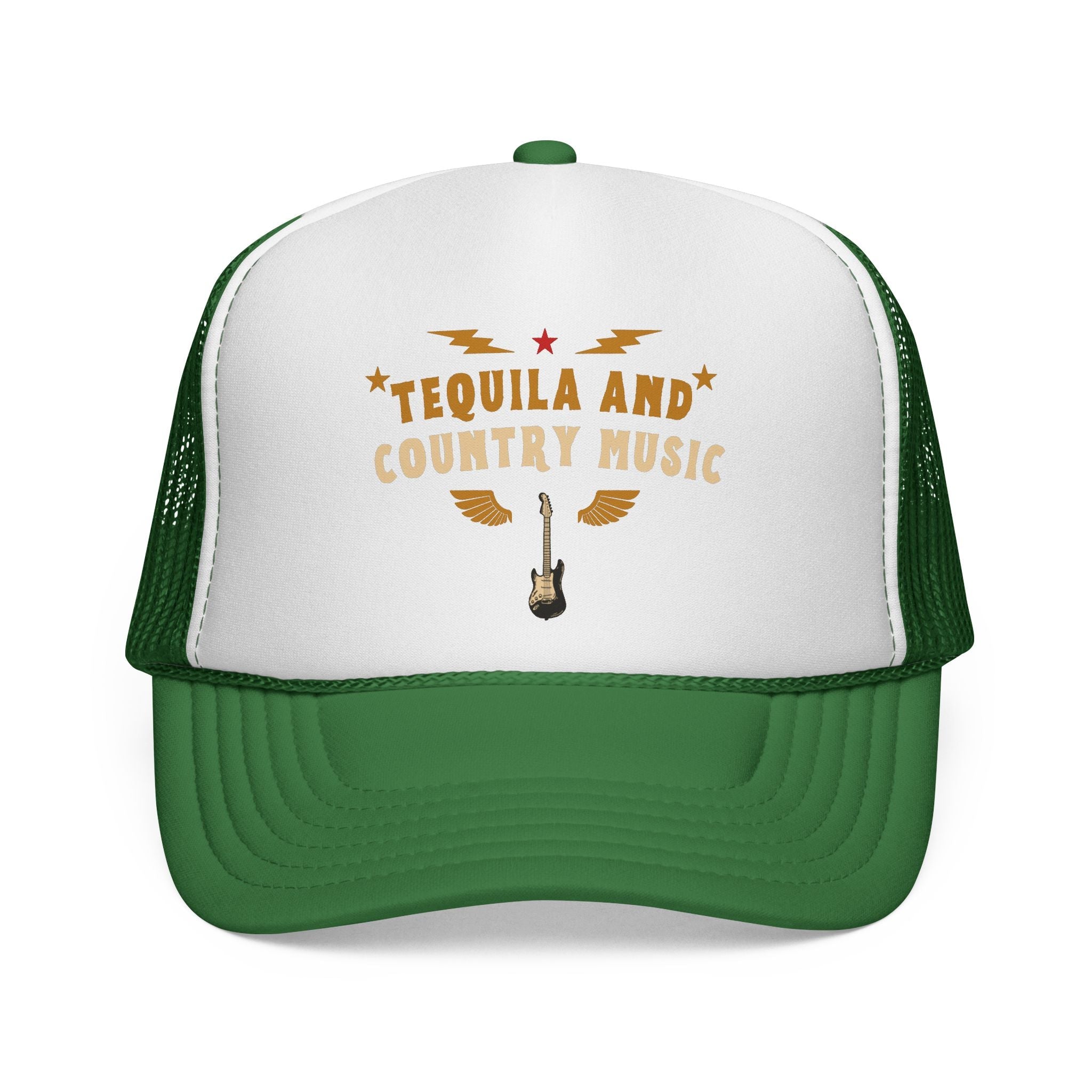 Casual tequila-themed trucker hat for summer parties in green