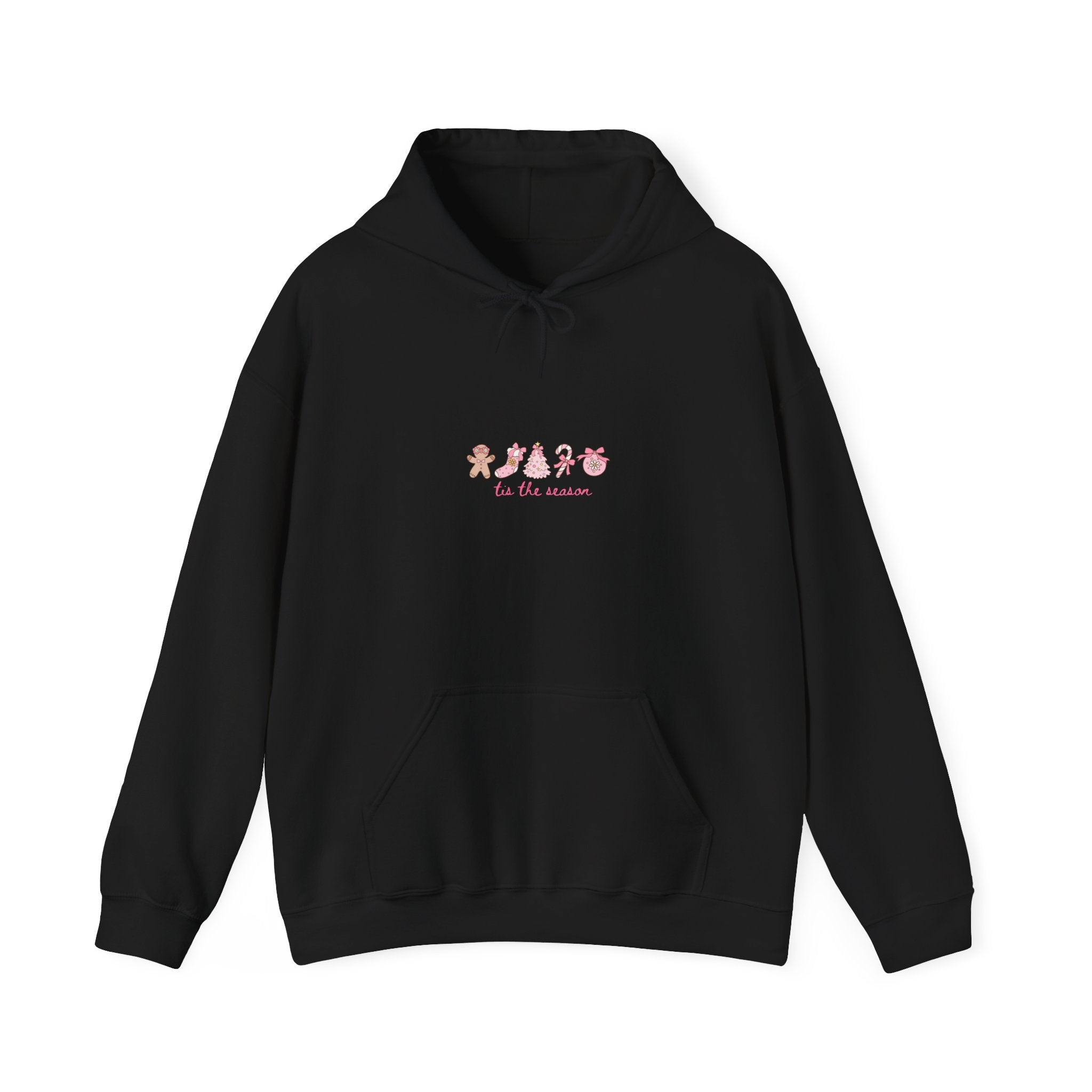 Tis the Season Cozy Holiday Hoodie with festive graphic on the front