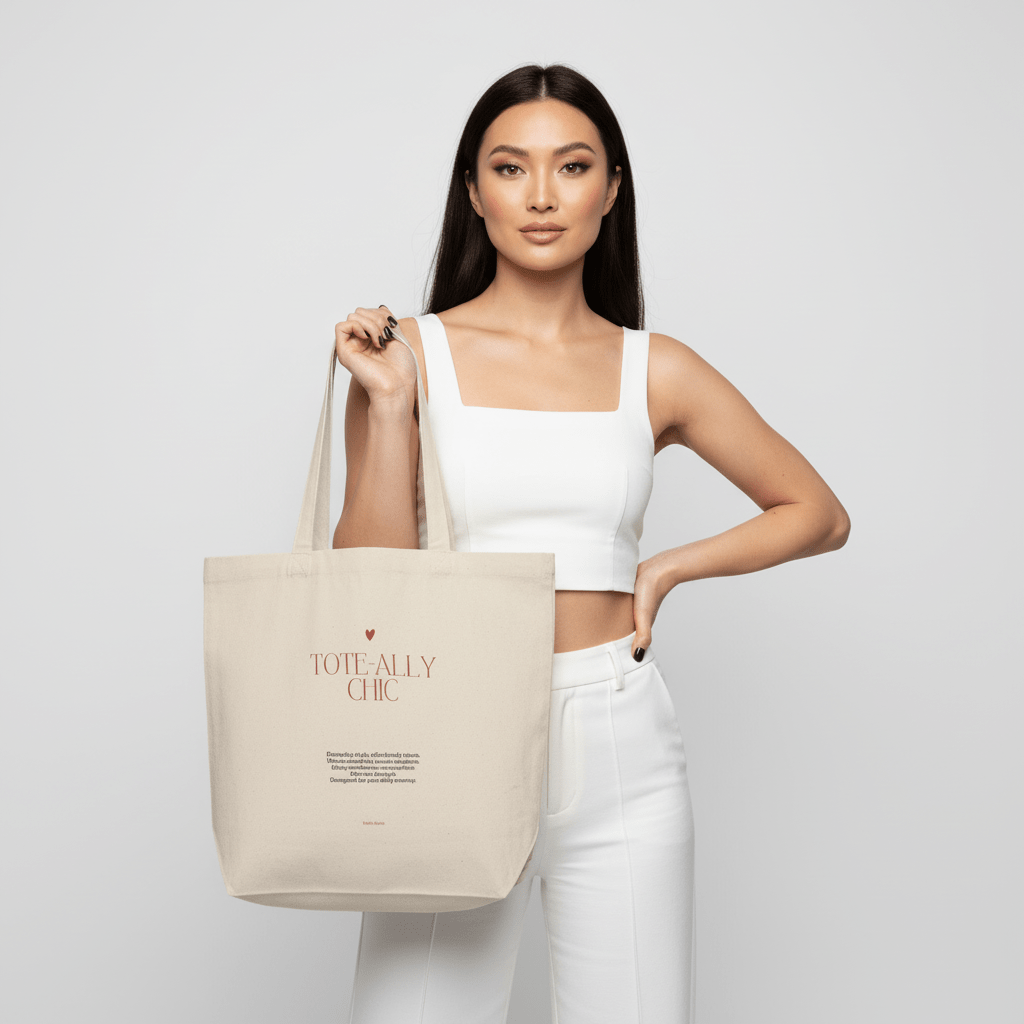 Tote-ally Chic canvas tote bag with minimalist typography design