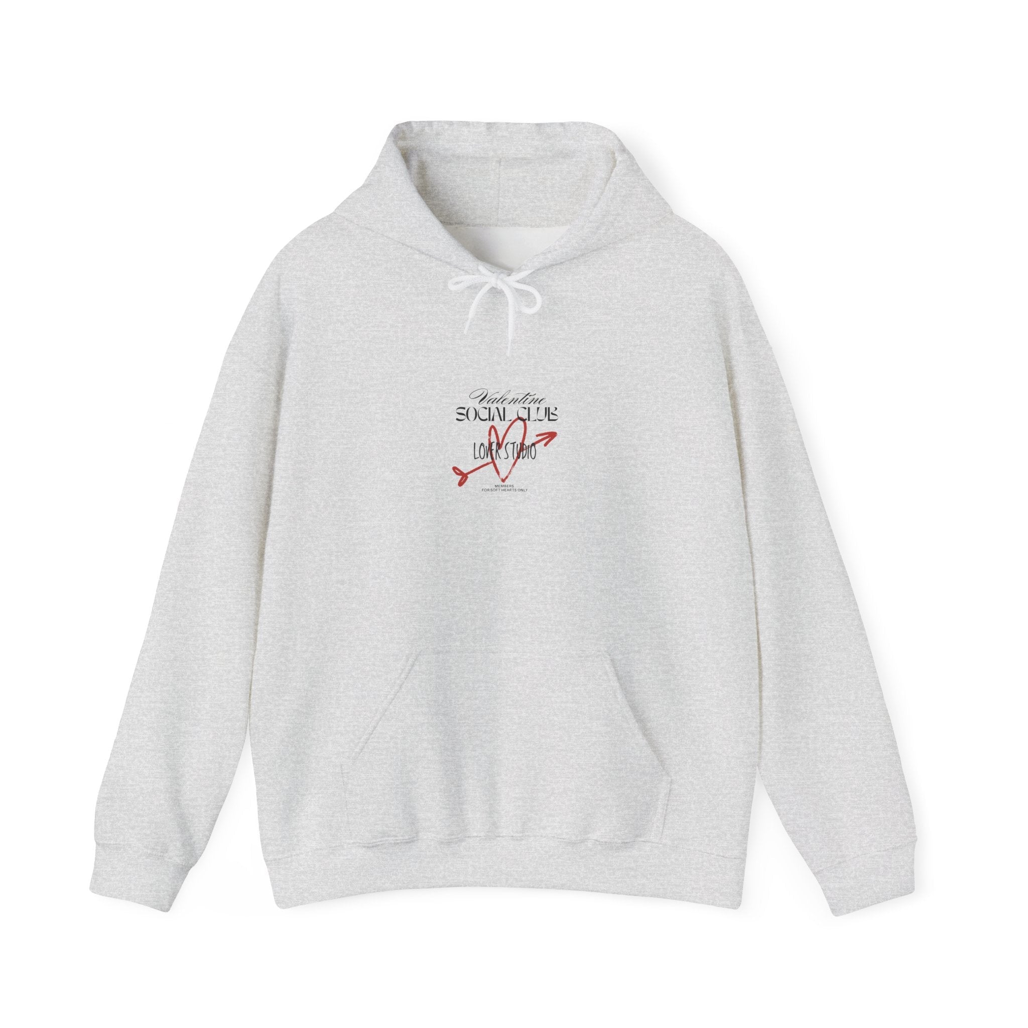 minimal graphic Valentine hoodie in pastel color with stylish social club lettering