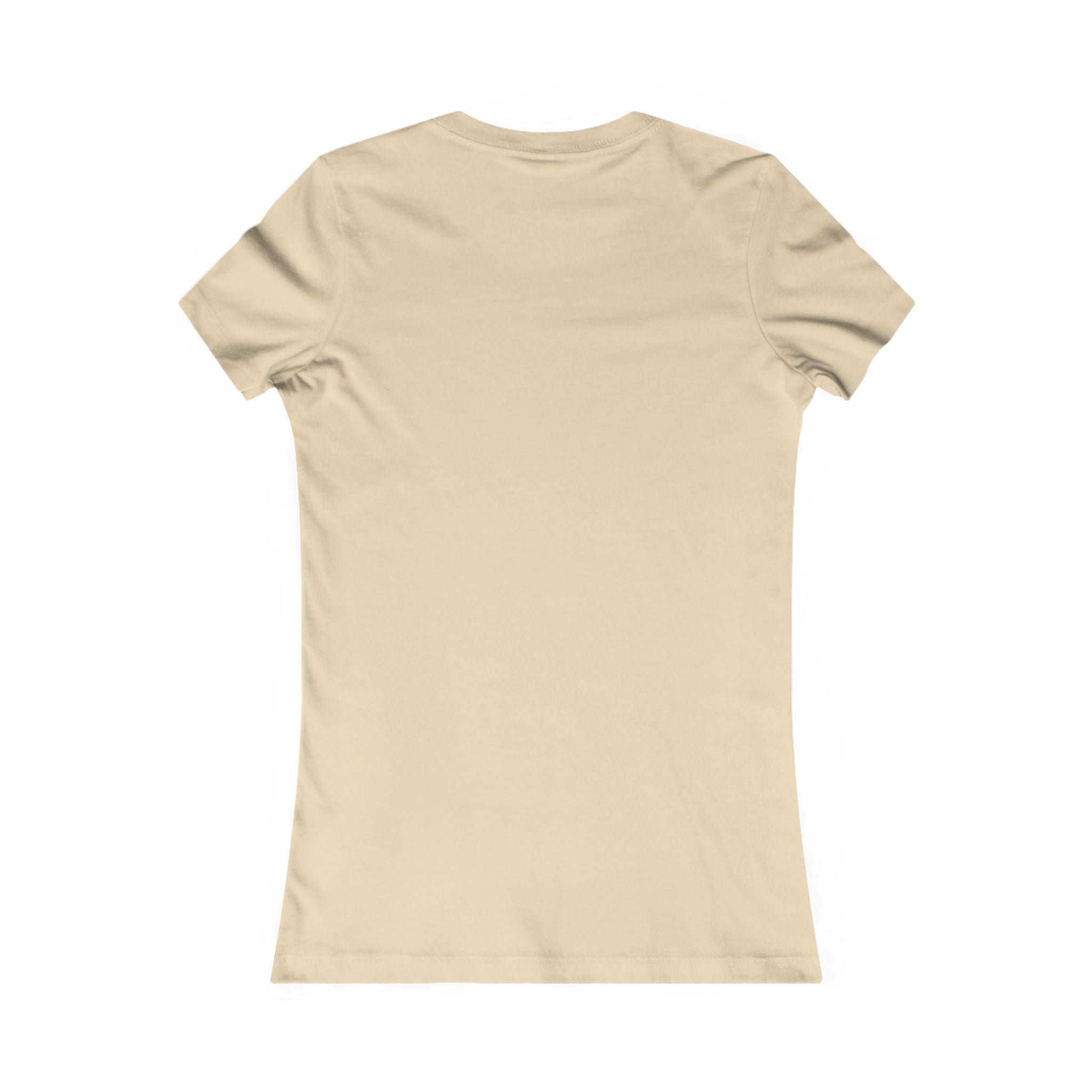 Back view of a women’s Love Cupid soft cream T-shirt featuring a soft cotton texture