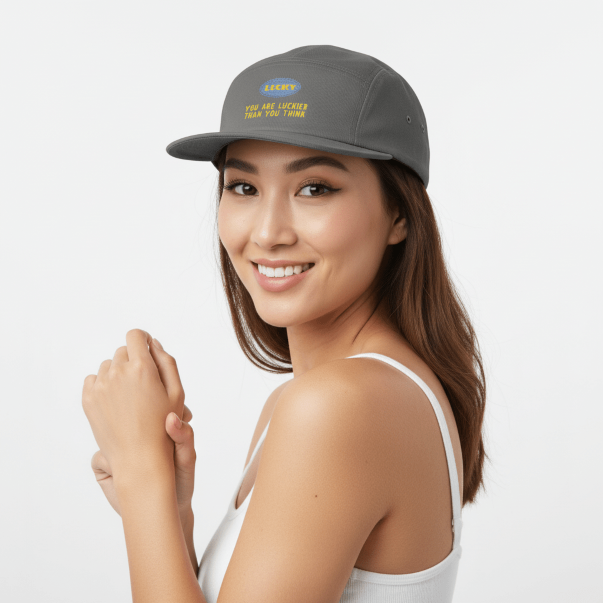 You’re Luckier Than You Think embroidered 5-panel cap