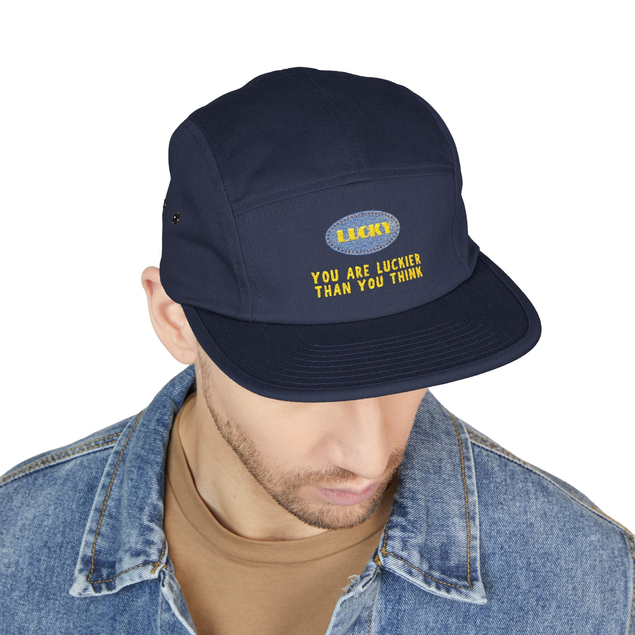 You're Luckier Than You Think Yellow Embroidery Capshop_name##product_colorHats