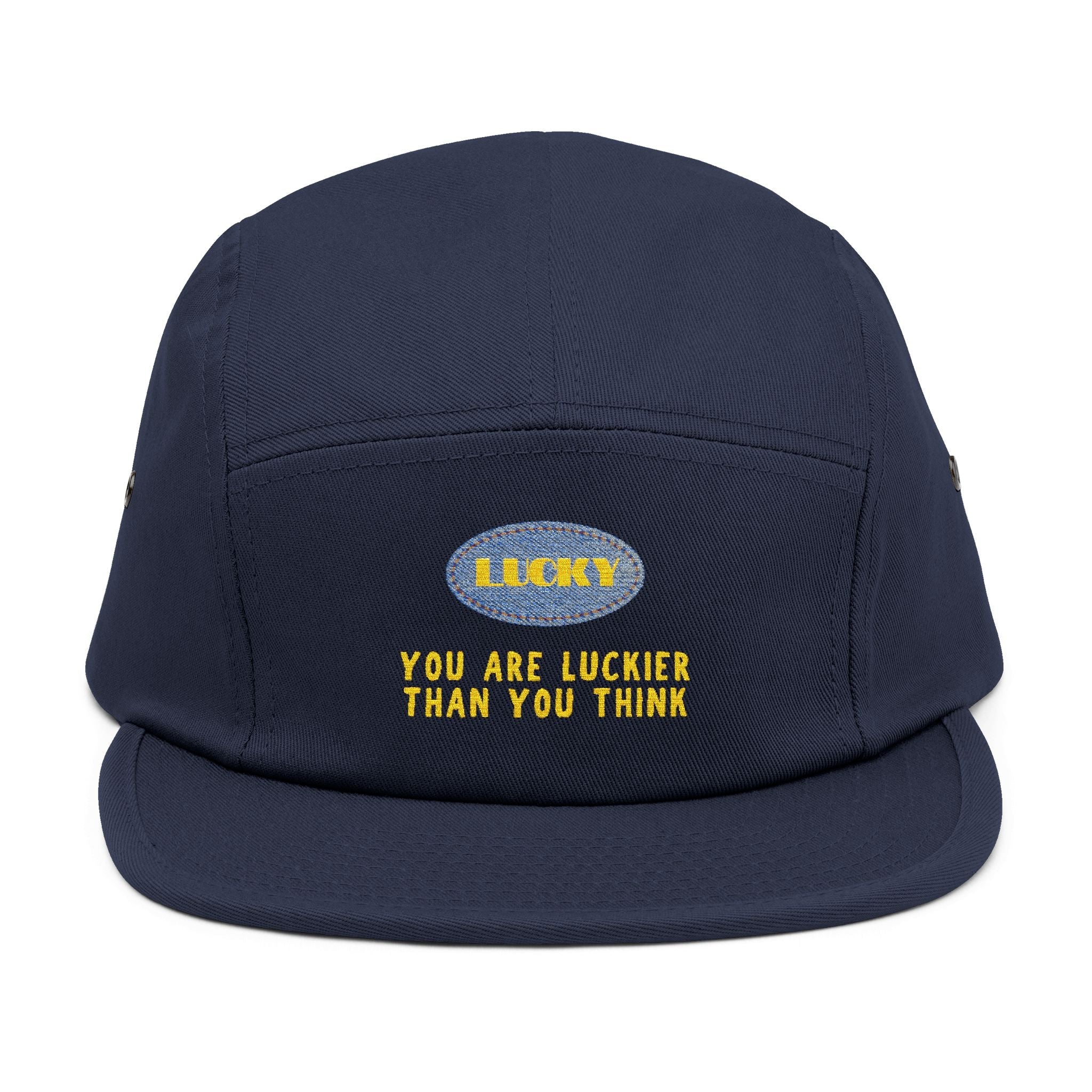 Modern lucky quote embroidered cap for casual outfits