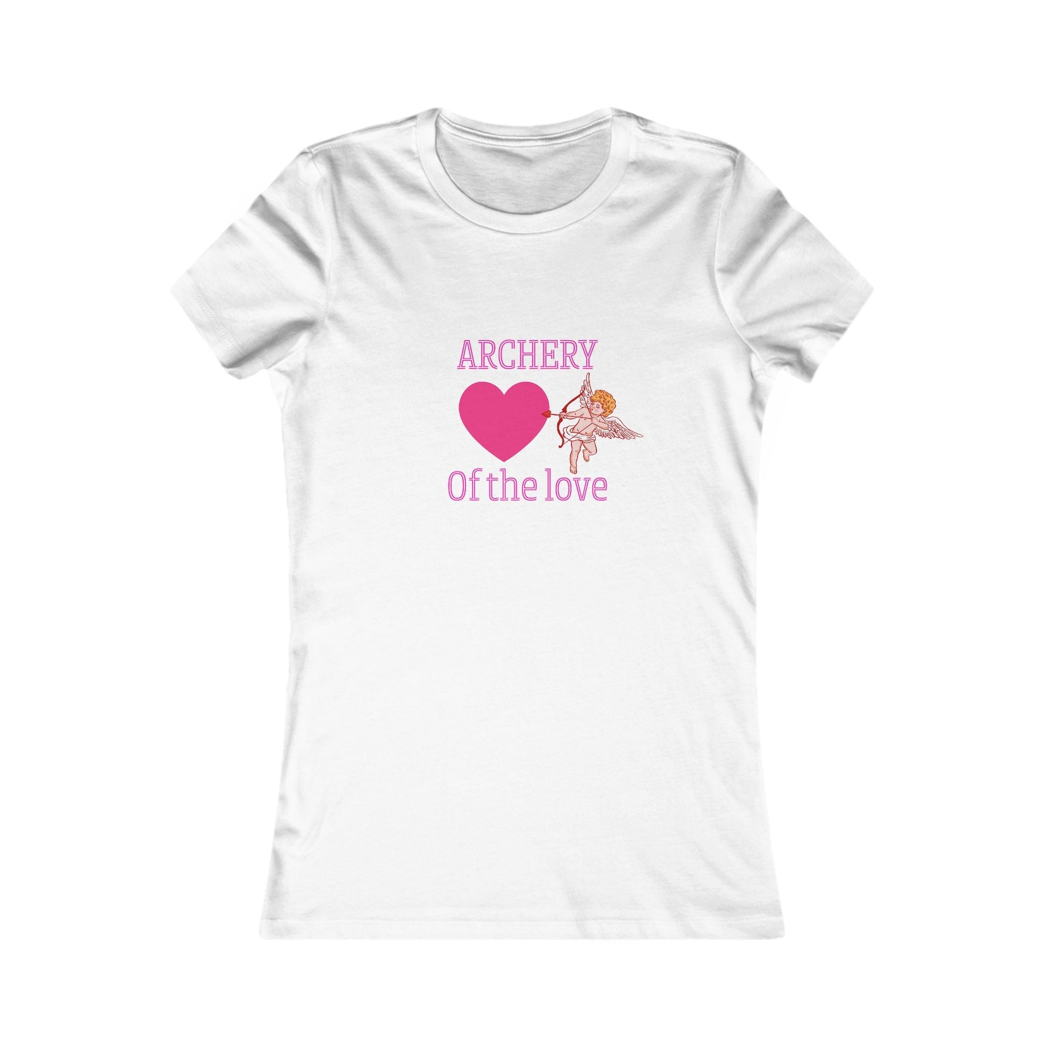 Women's Archery of Love Cupid Heart white T-Shirt with cupid illustration on the front