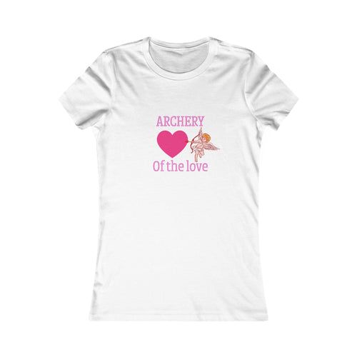 Women's Archery of Love Cupid Heart white T-Shirt with cupid illustration on the front