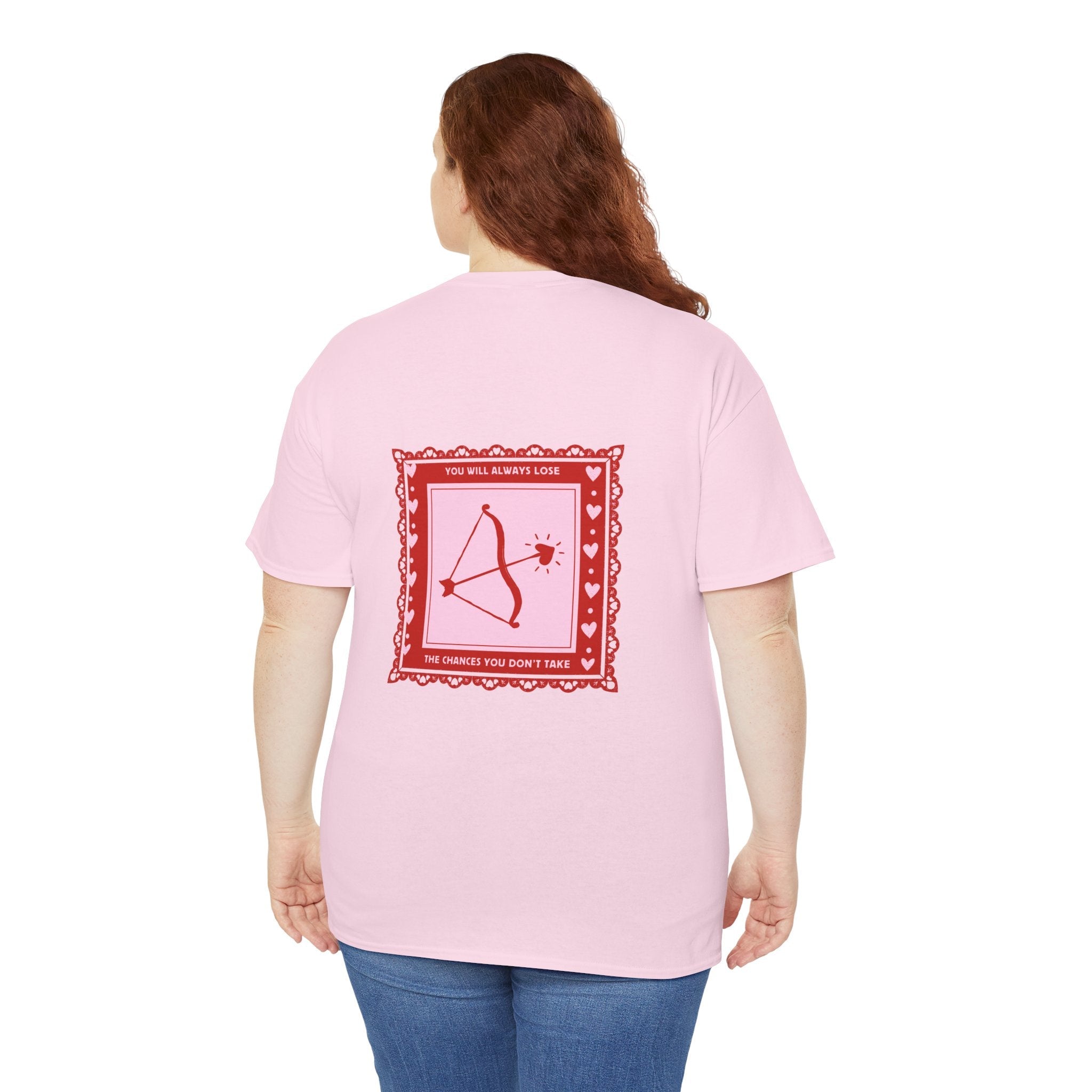 Women's Astrology Arrow Heavy Cotton pink t-shirt with a cute graphic and multiple size options 