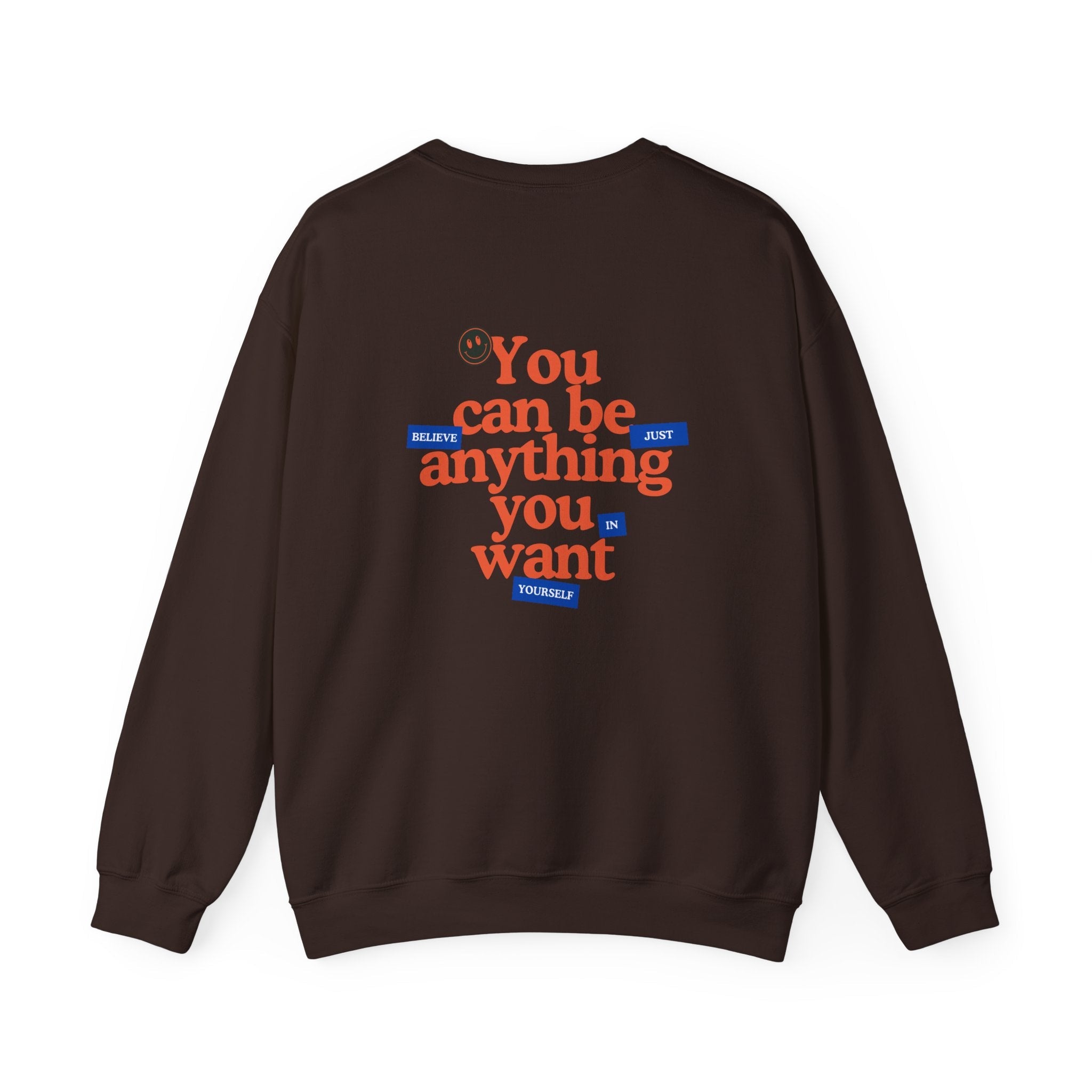 Motivational graphic dark chocolate sweatshirt with long sleeves for casual style
