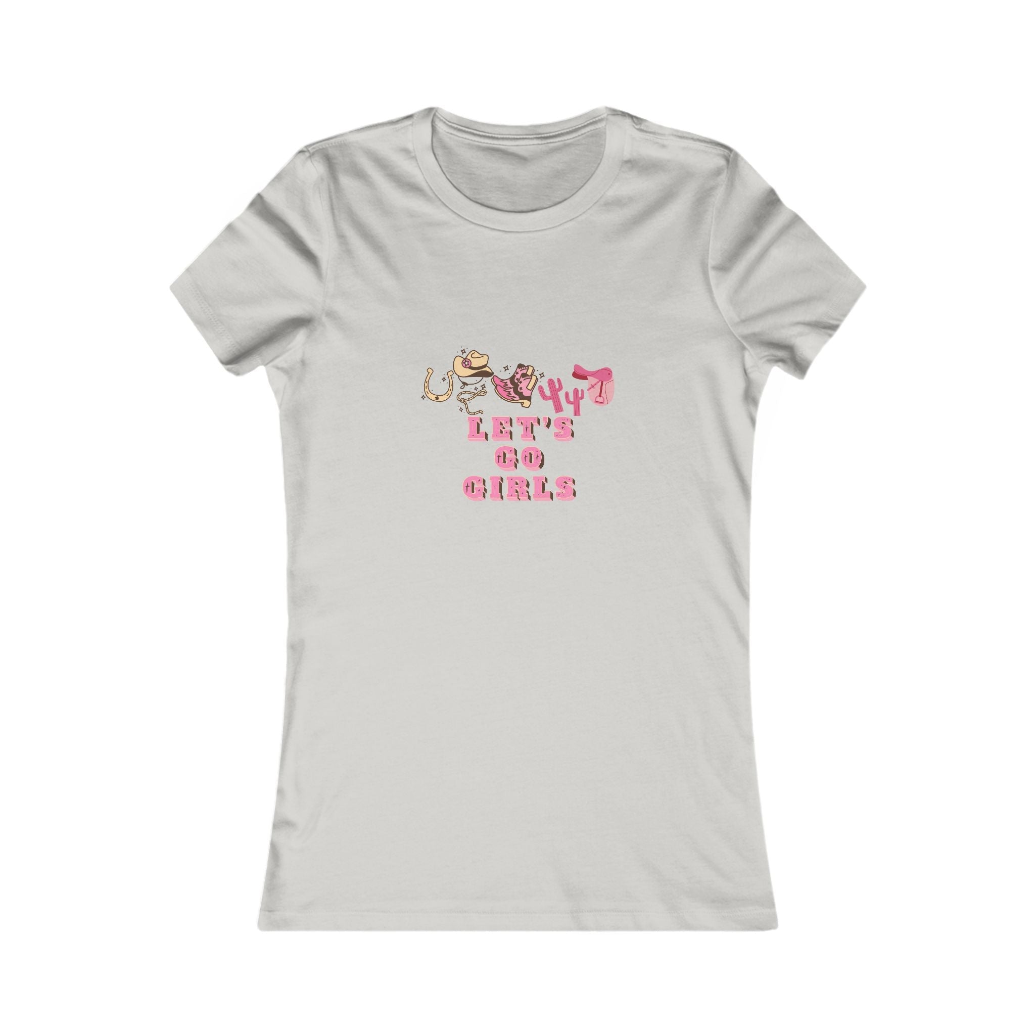 Women’s Let’s Go Girls Cowgirl Silver T-Shirt with front chest western graphic