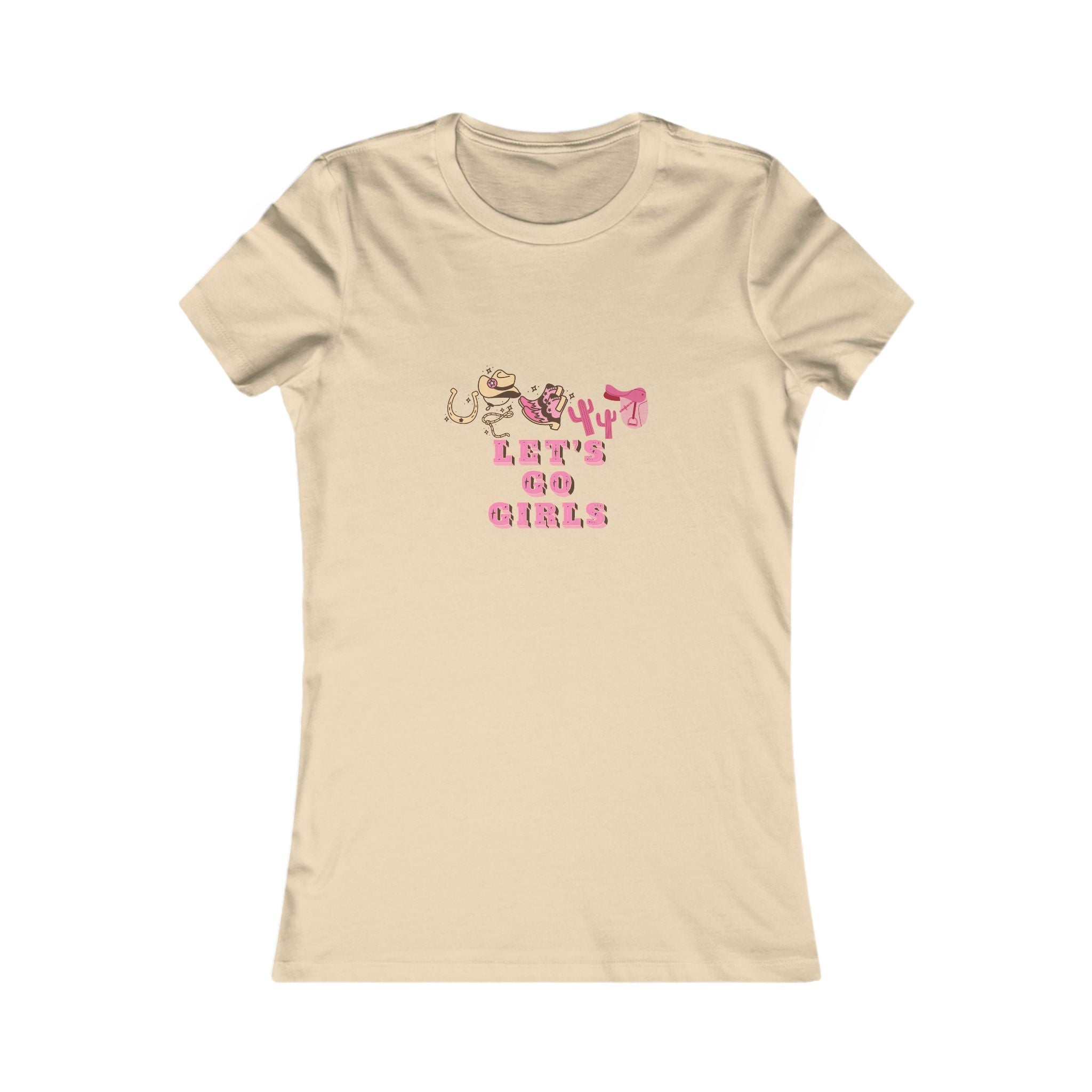 Women’s Let’s Go Girls Cowgirl soft cream T-Shirt featuring front chest western graphic.