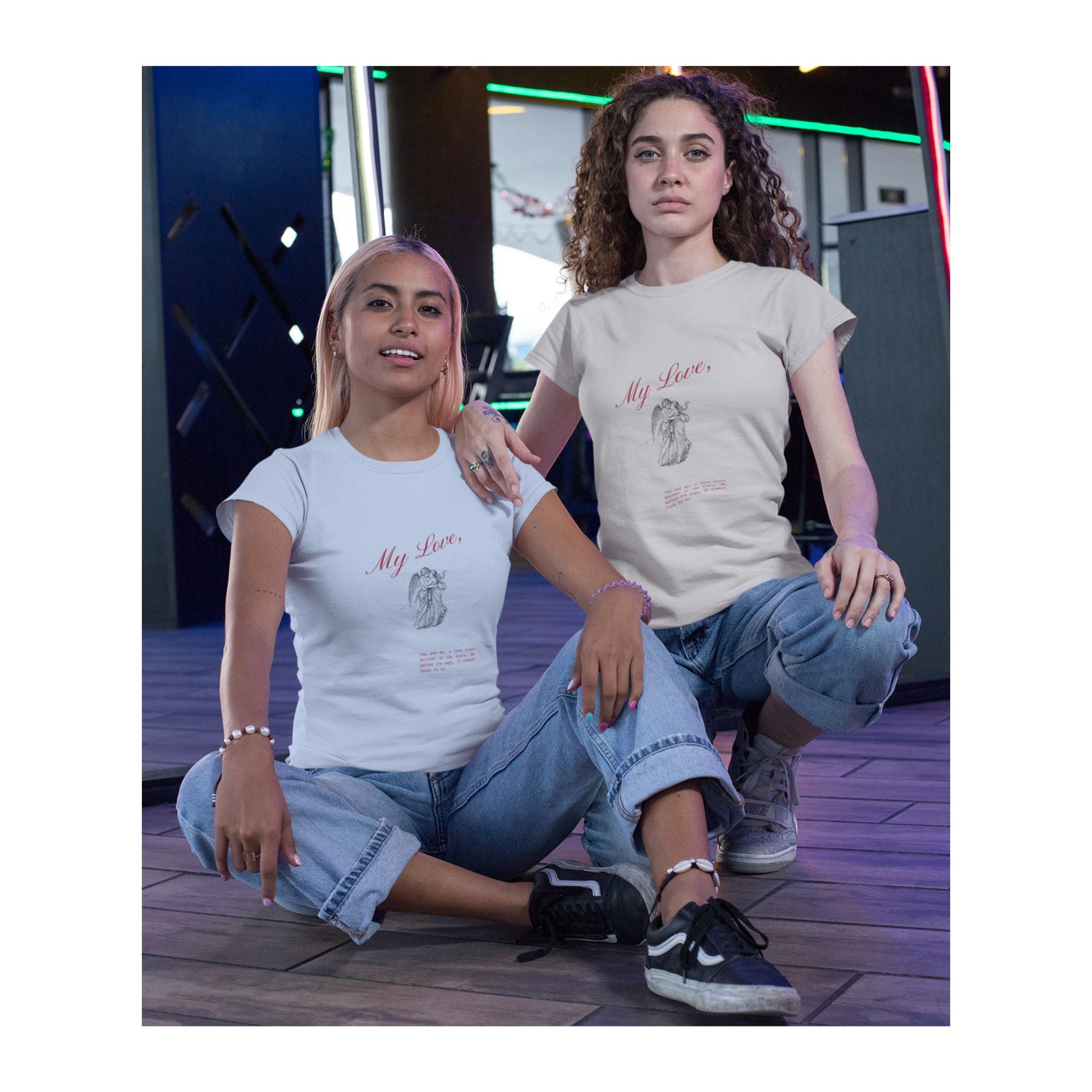 Spread the Love Women's Favorite Tee with white and baby blue colors