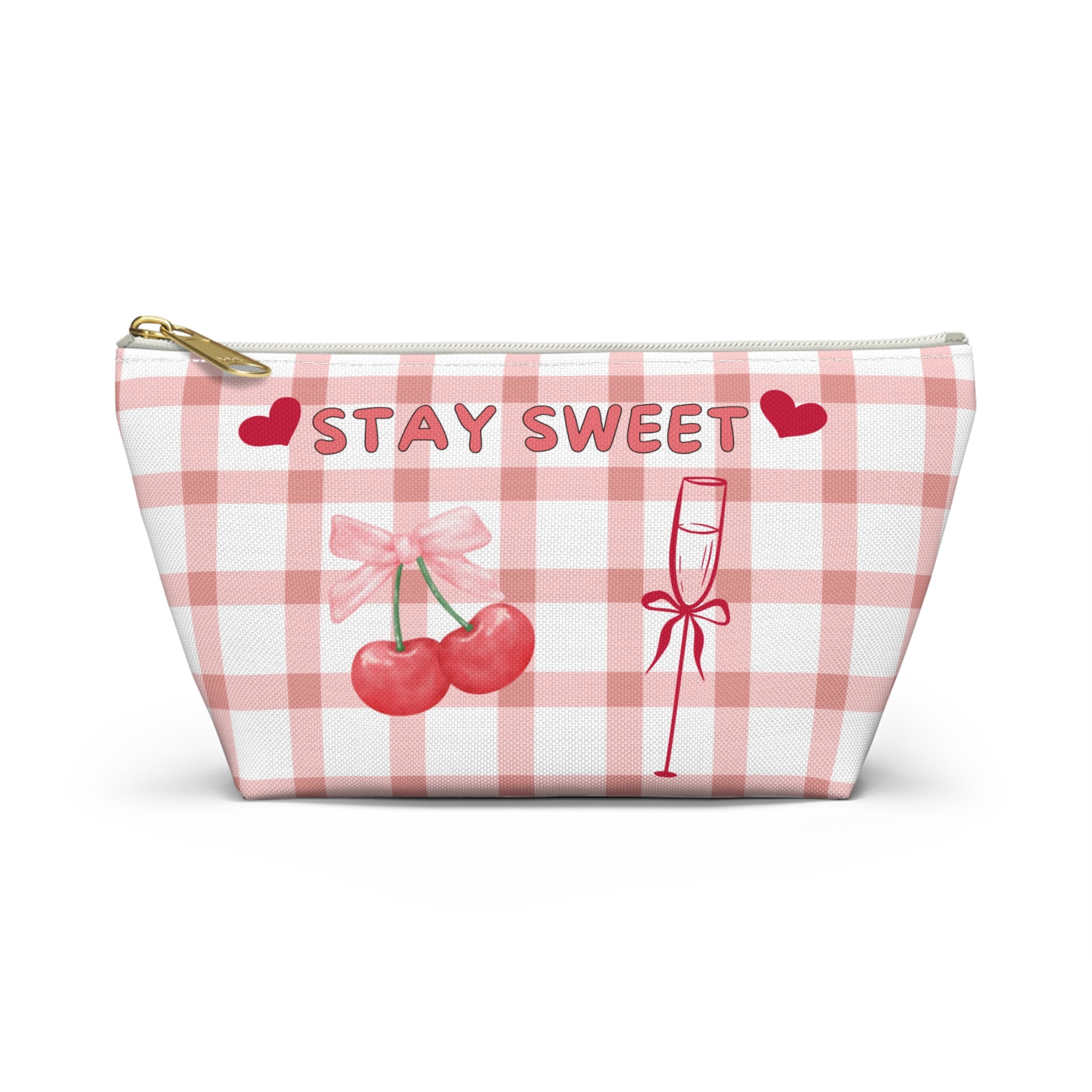 Stay Sweet Cherry & Champagne Check Pouchshop_name#Bags