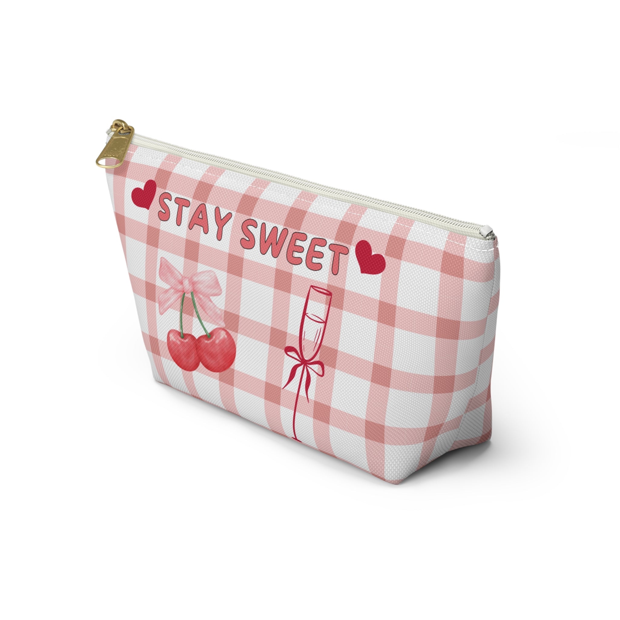 Stay Sweet Cherry & Champagne Check Pouchshop_name#Bags