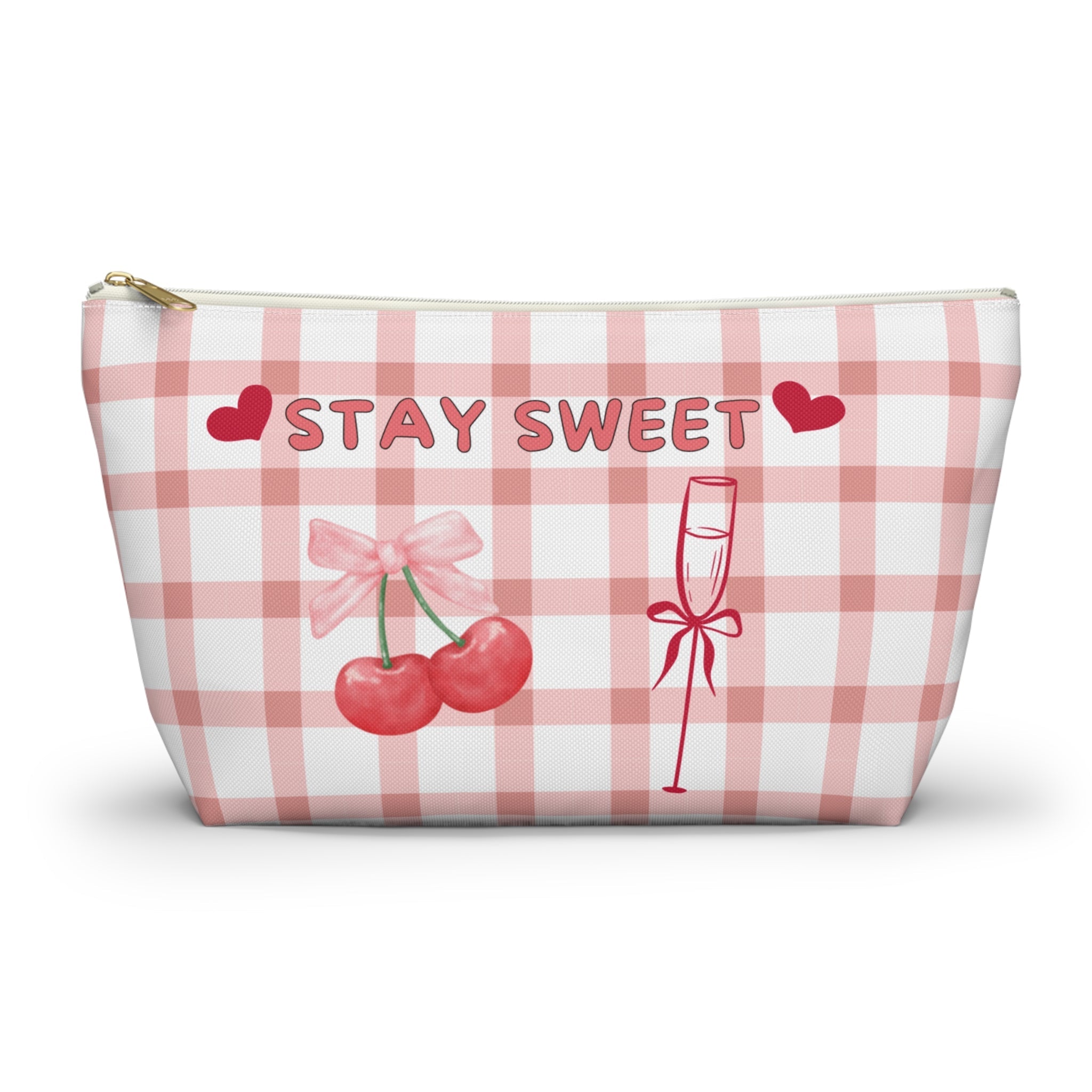 Stay Sweet Cherry & Champagne Check Pouchshop_name#Bags
