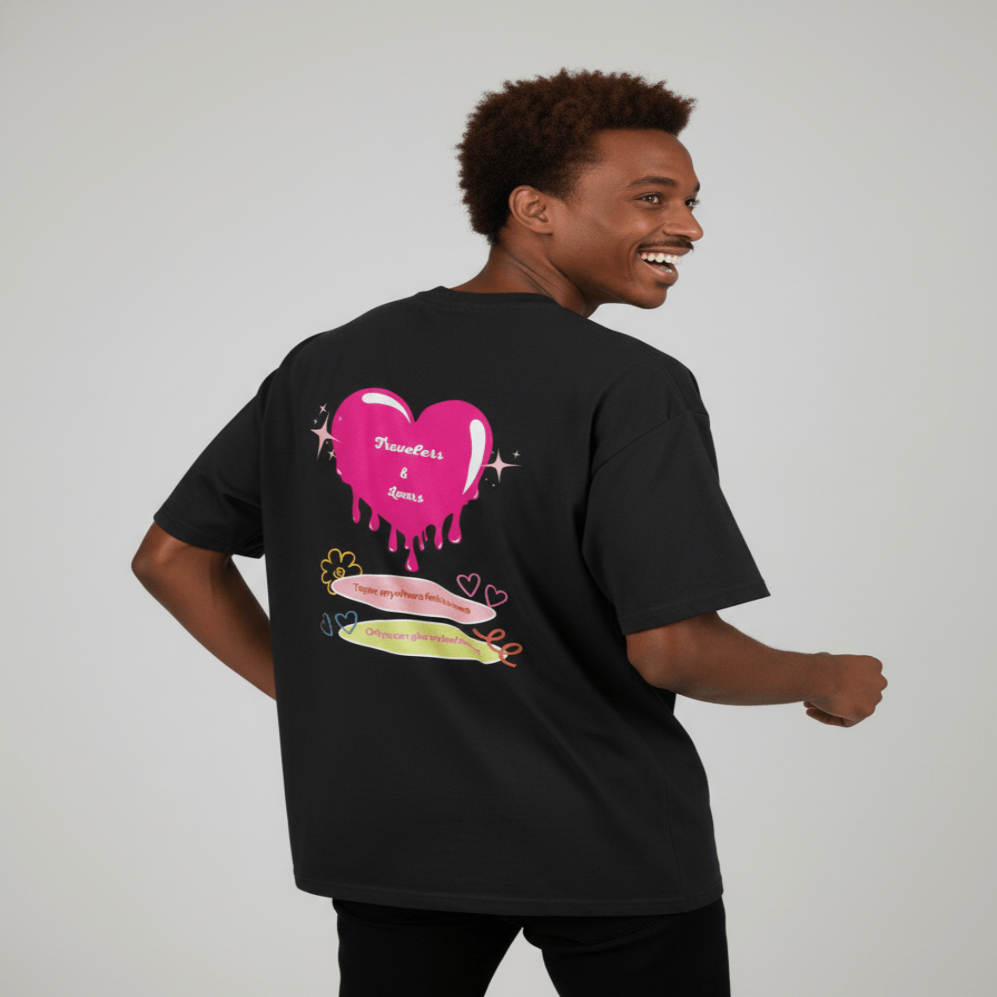 Men Travelers & Lovers Cute Heart Graphic T-Shirts with a soft cotton