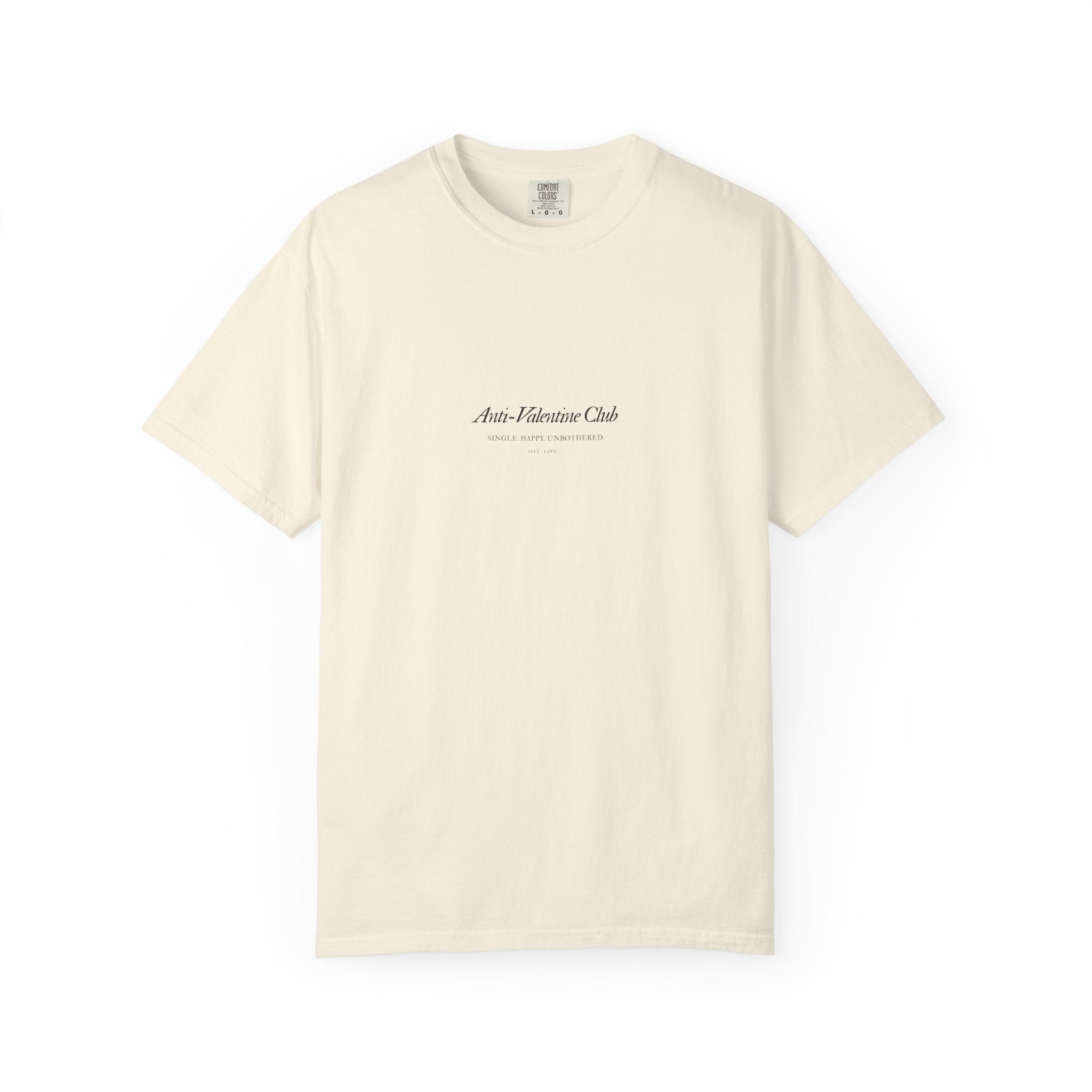 ivory anti-Valentine Club T-shirt with vintage lettering printed on the front for  women and men