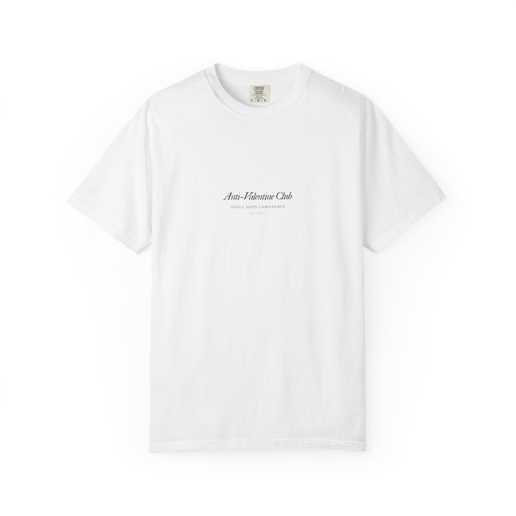 White anti-Valentine Club T-shirt with vintage lettering printed on the front